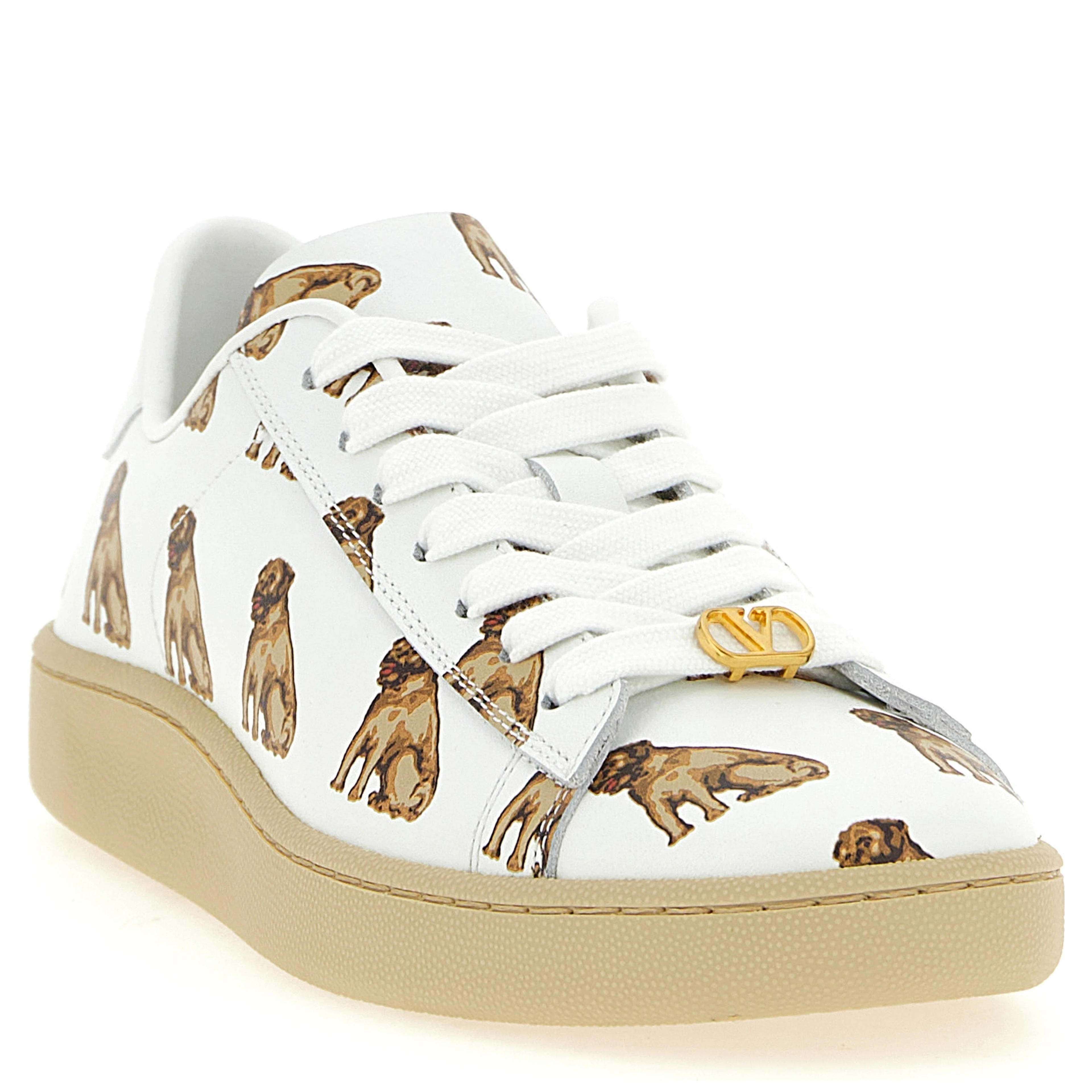 White Calfskin Low Top Sneakers