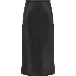 Black Lamb Leather Midi Skirt