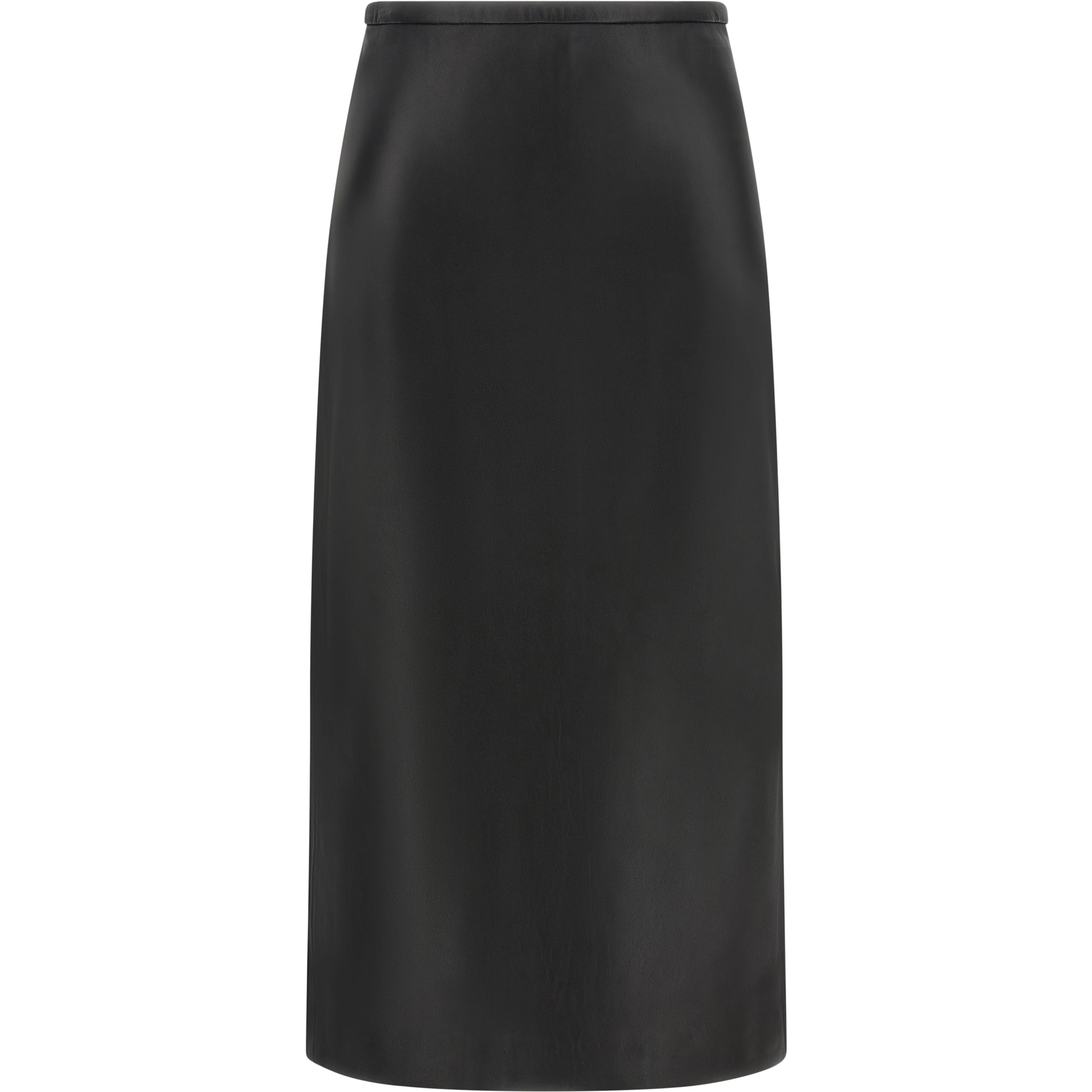 Black Lamb Leather Midi Skirt