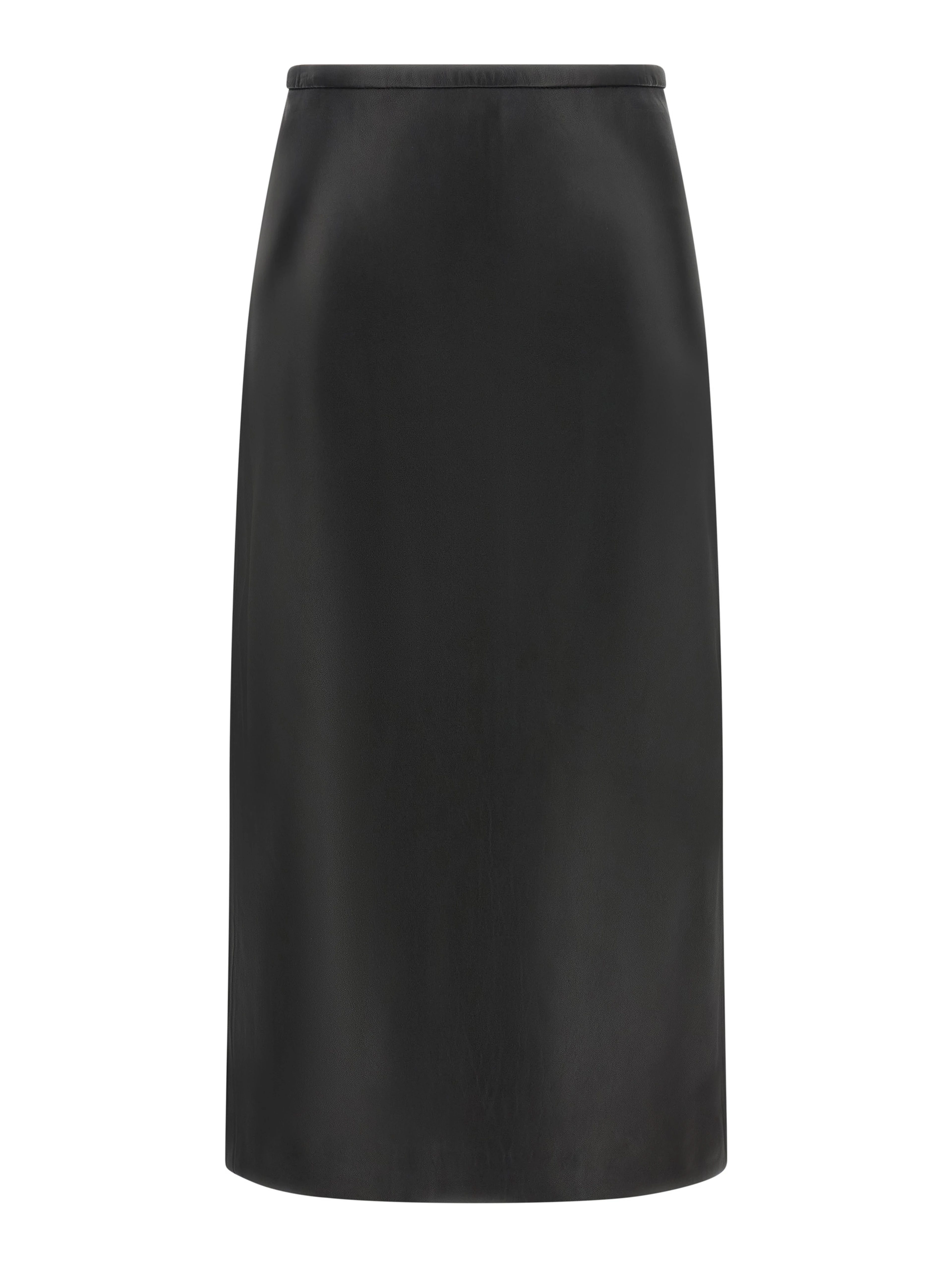 Black Lamb Leather Midi Skirt