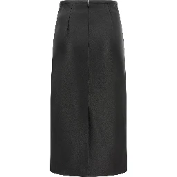 Black Lamb Leather Midi Skirt