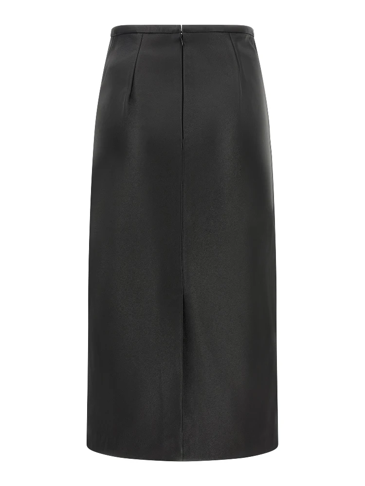 Black Lamb Leather Midi Skirt alternative