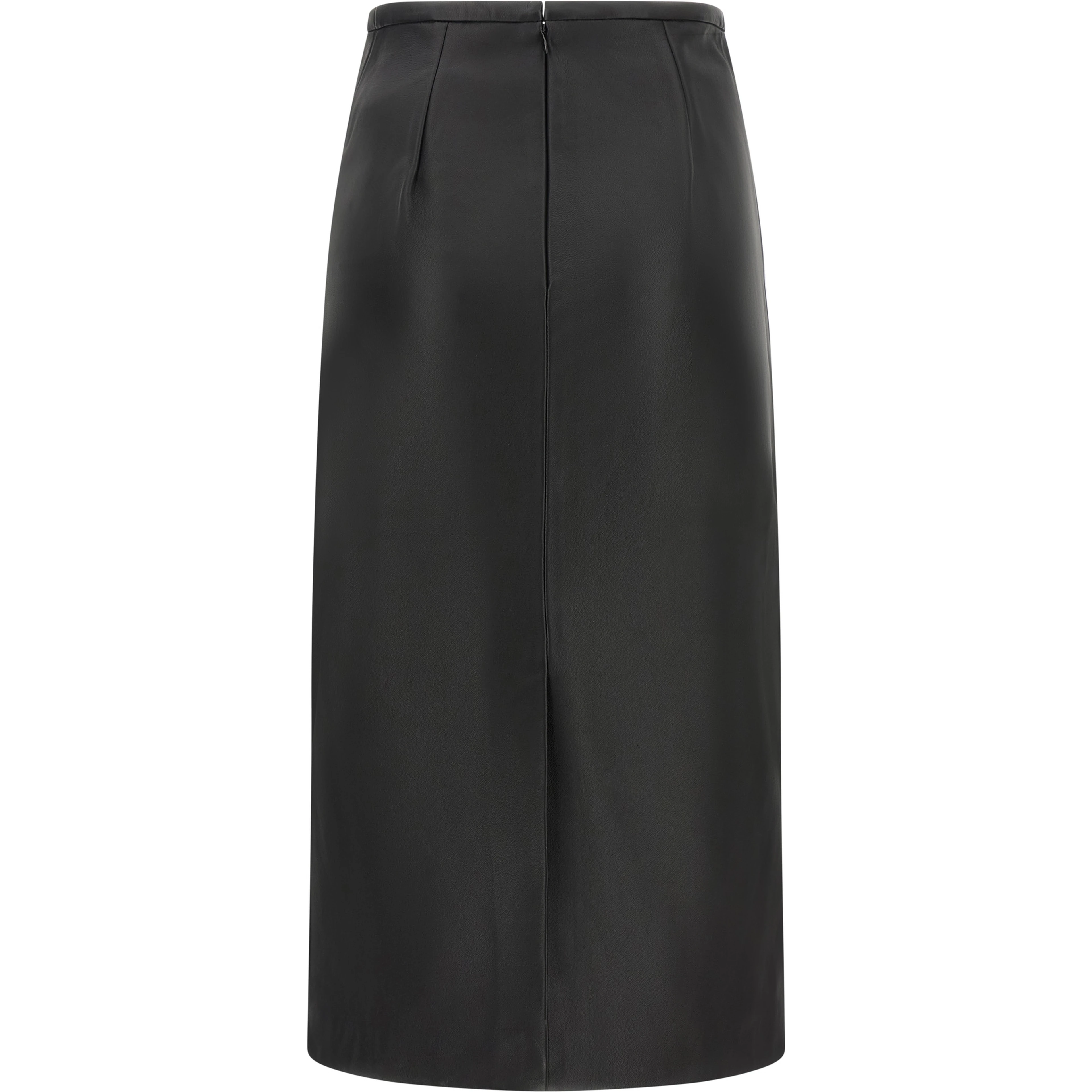 Black Lamb Leather Midi Skirt