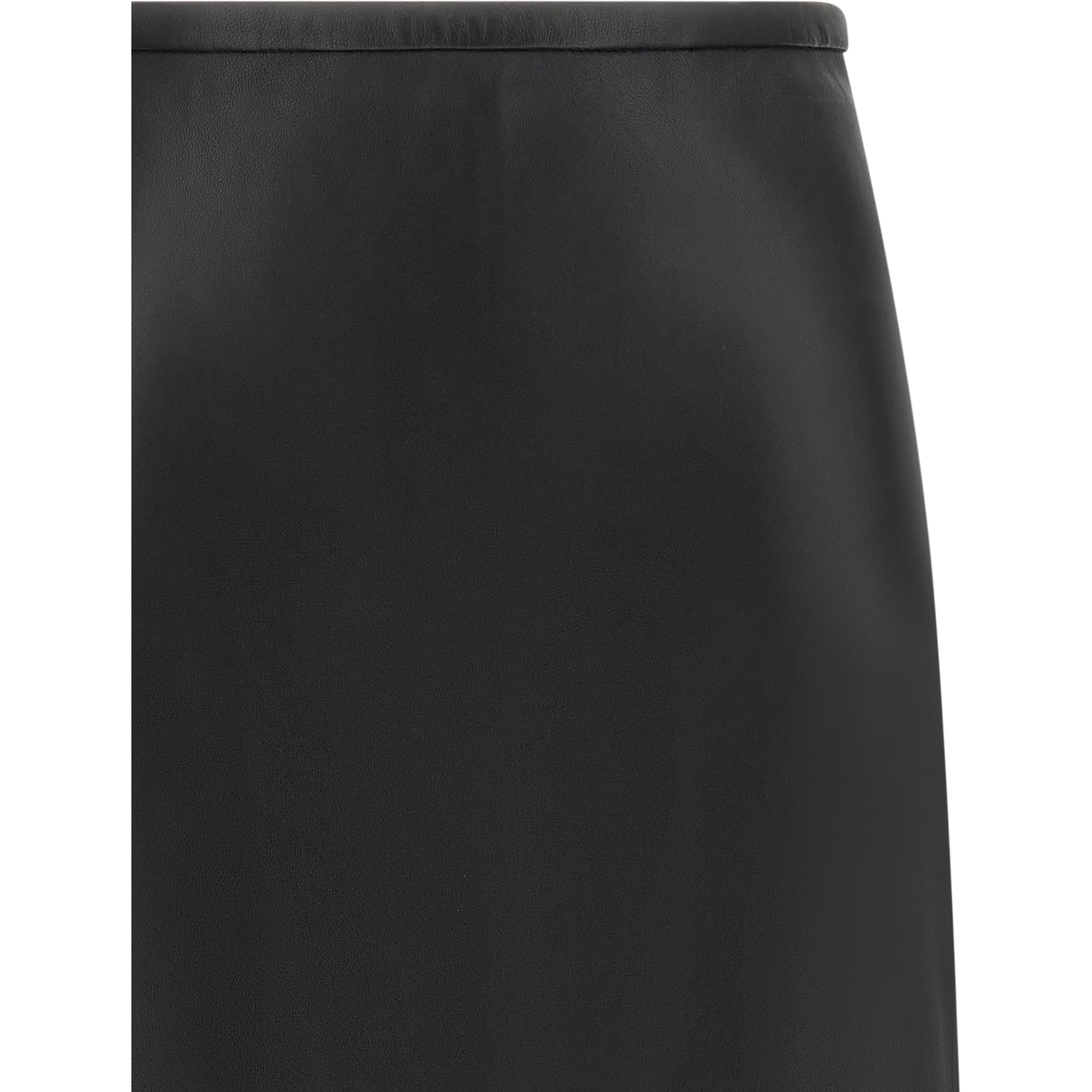 Black Lamb Leather Midi Skirt