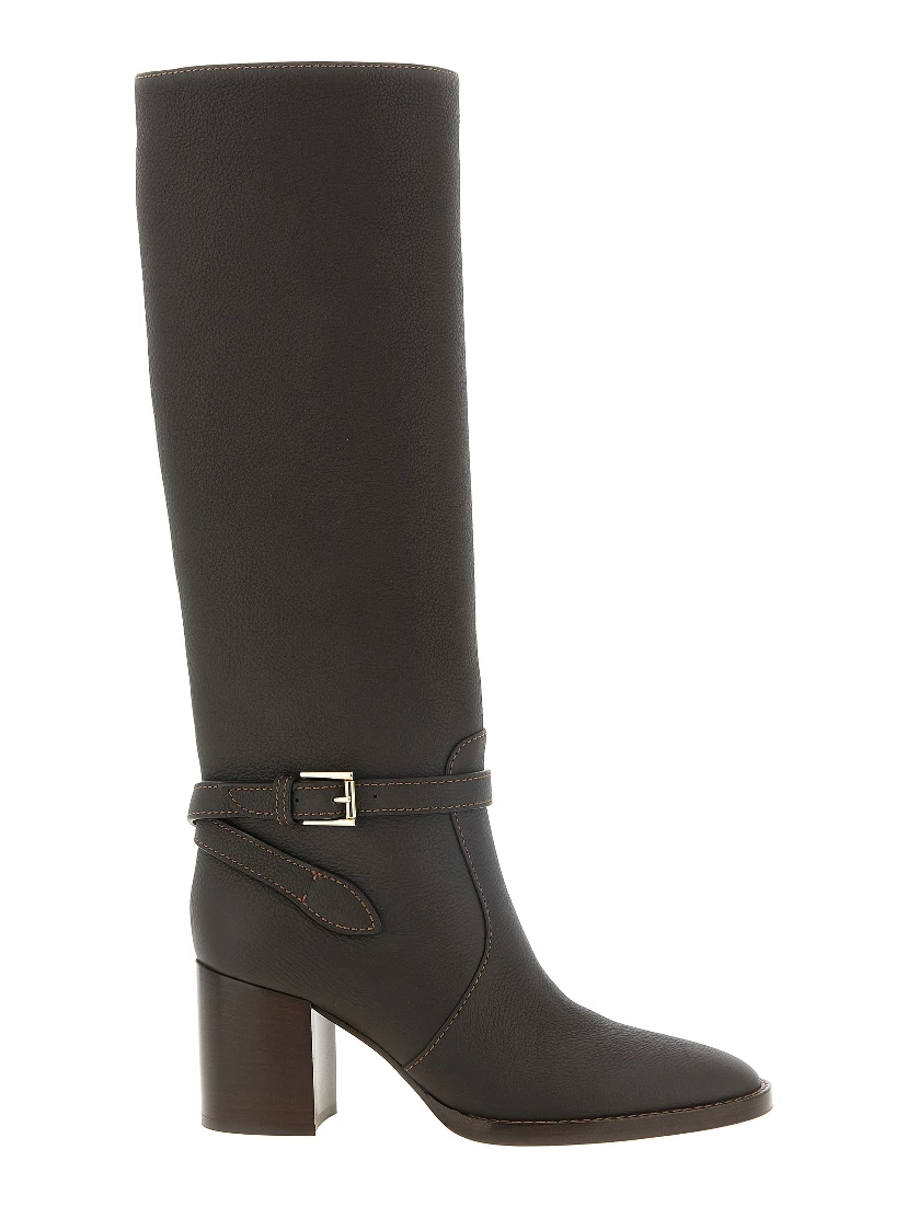 Brown Calfskin Over The Knee