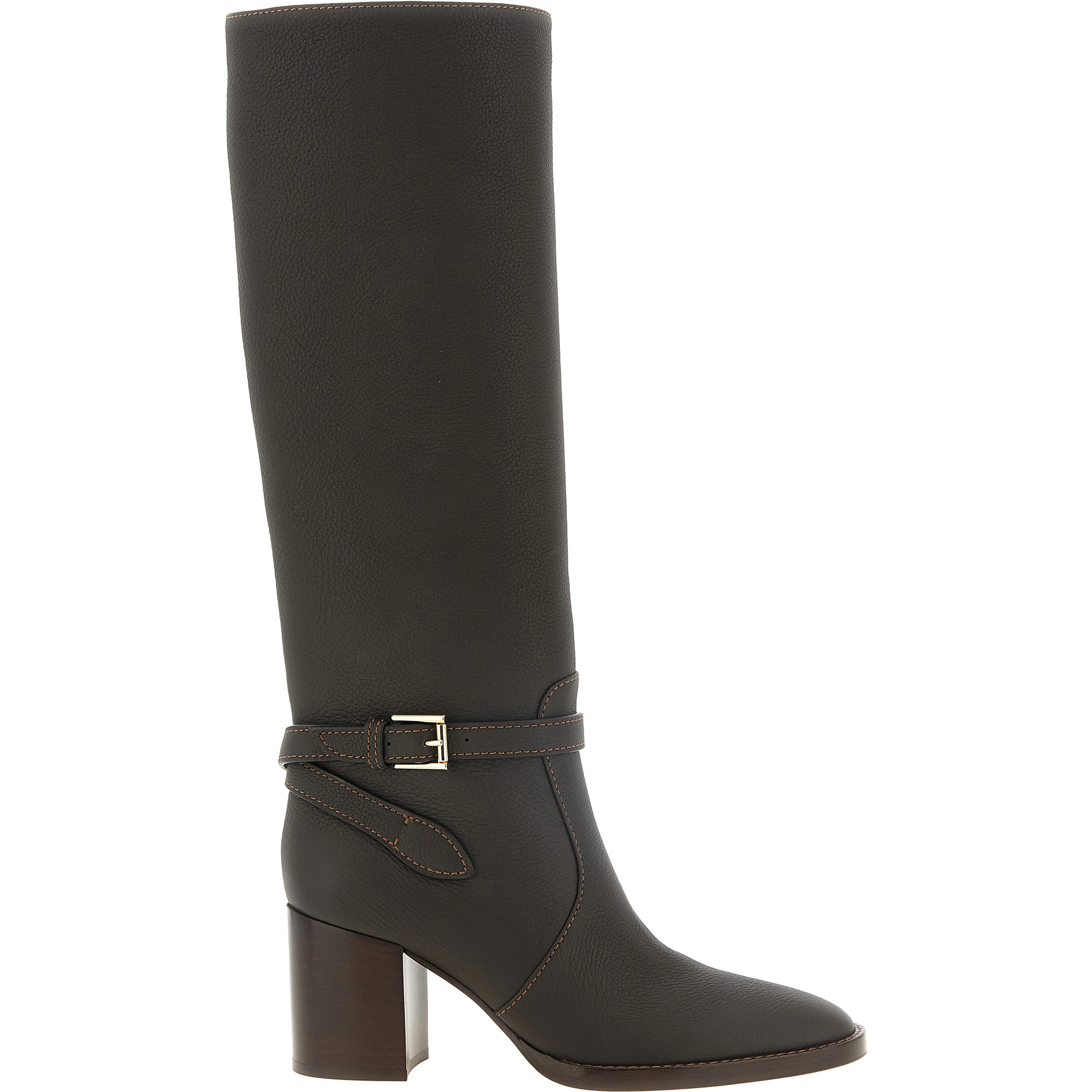 Brown Calfskin Over The Knee