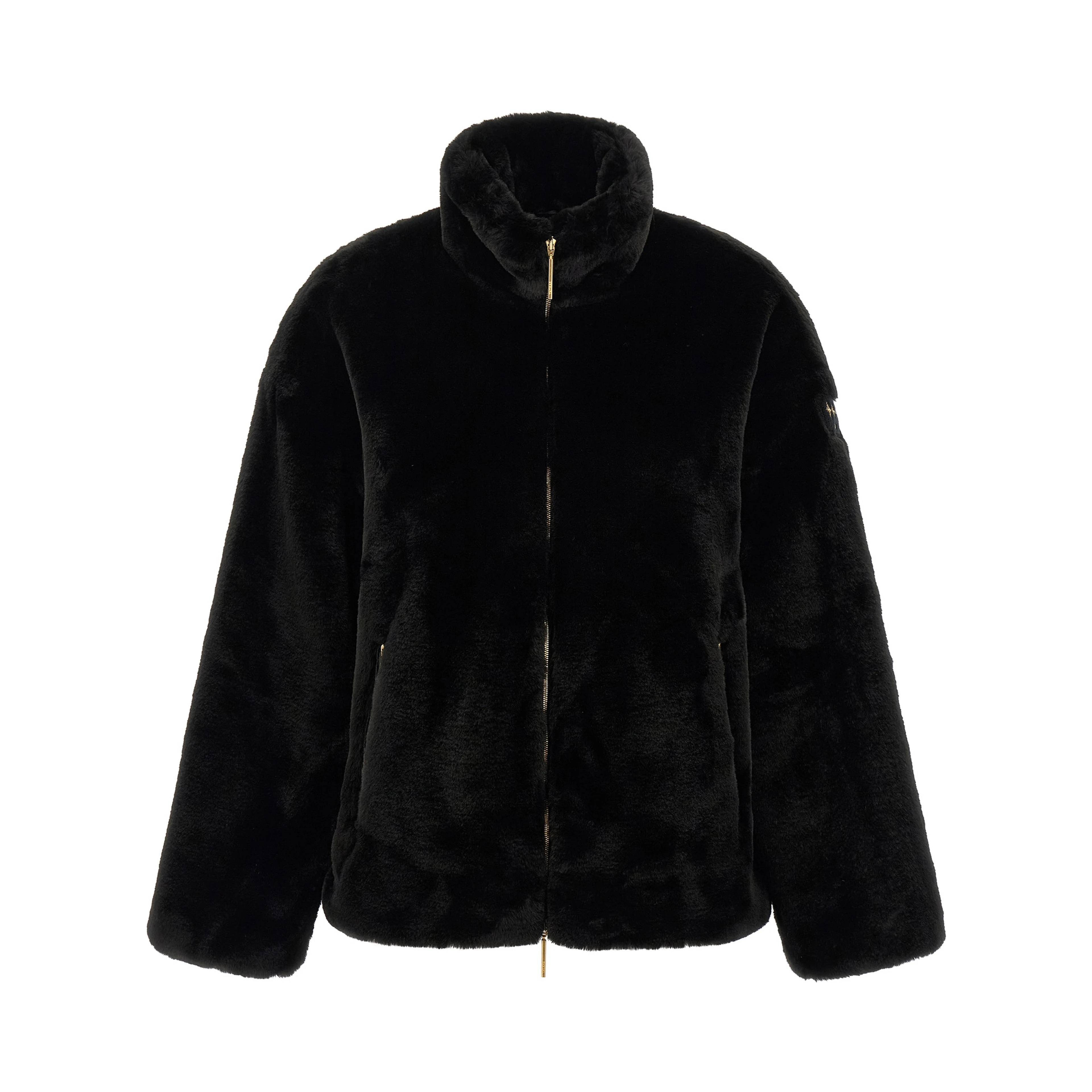 Black Polyester Full-Length Jacket