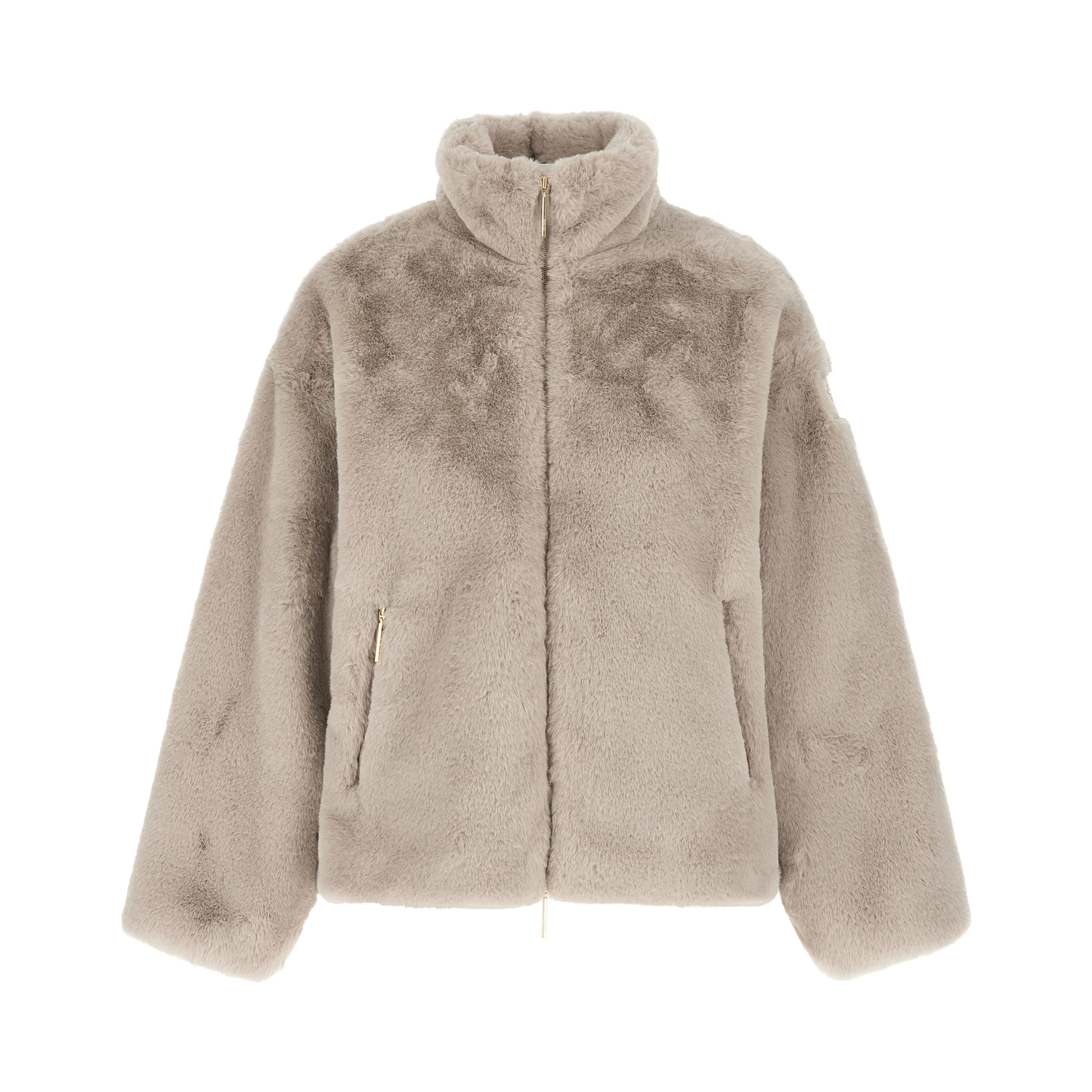 Gray Polyester Full-Length Jacket