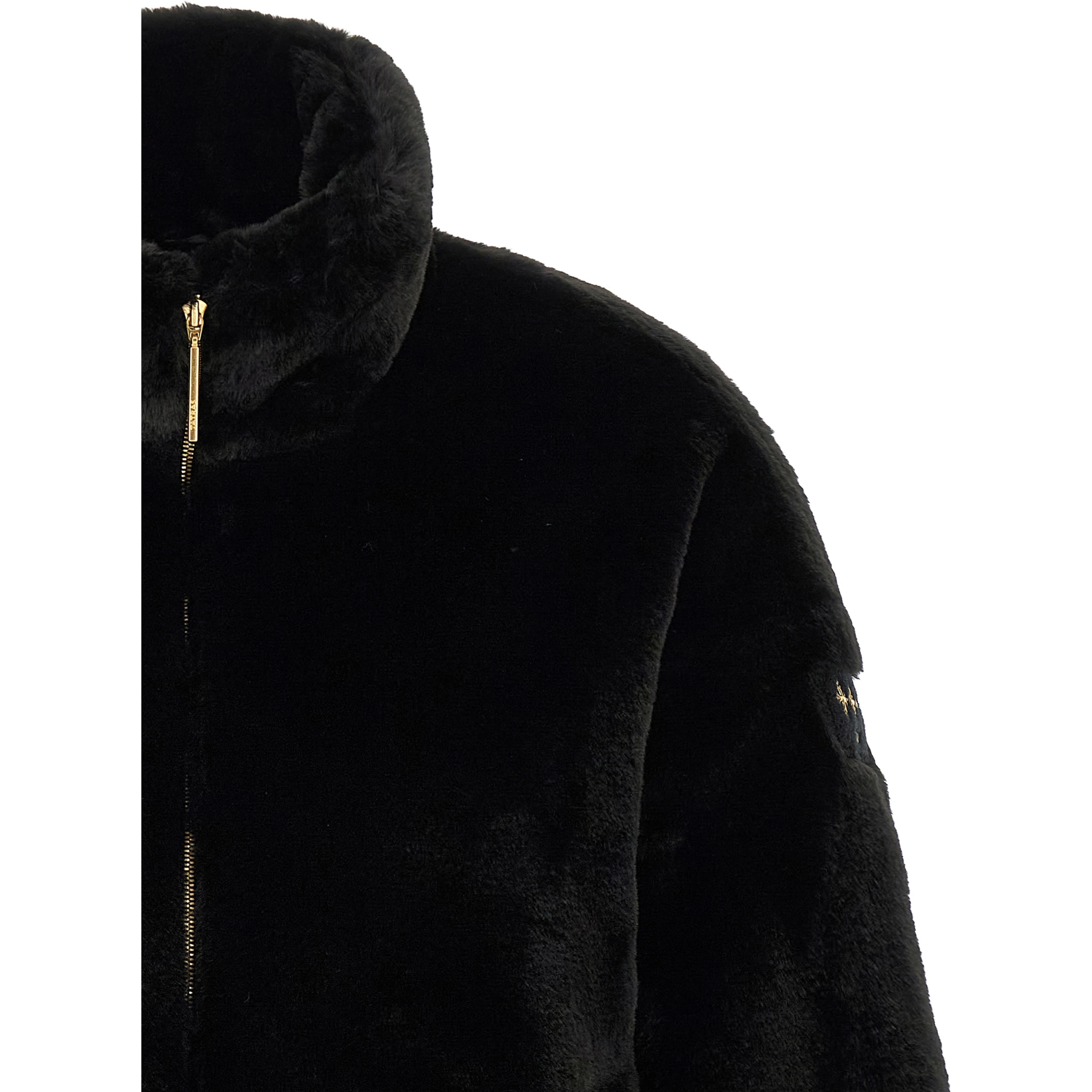Black Polyester Full-Length Jacket