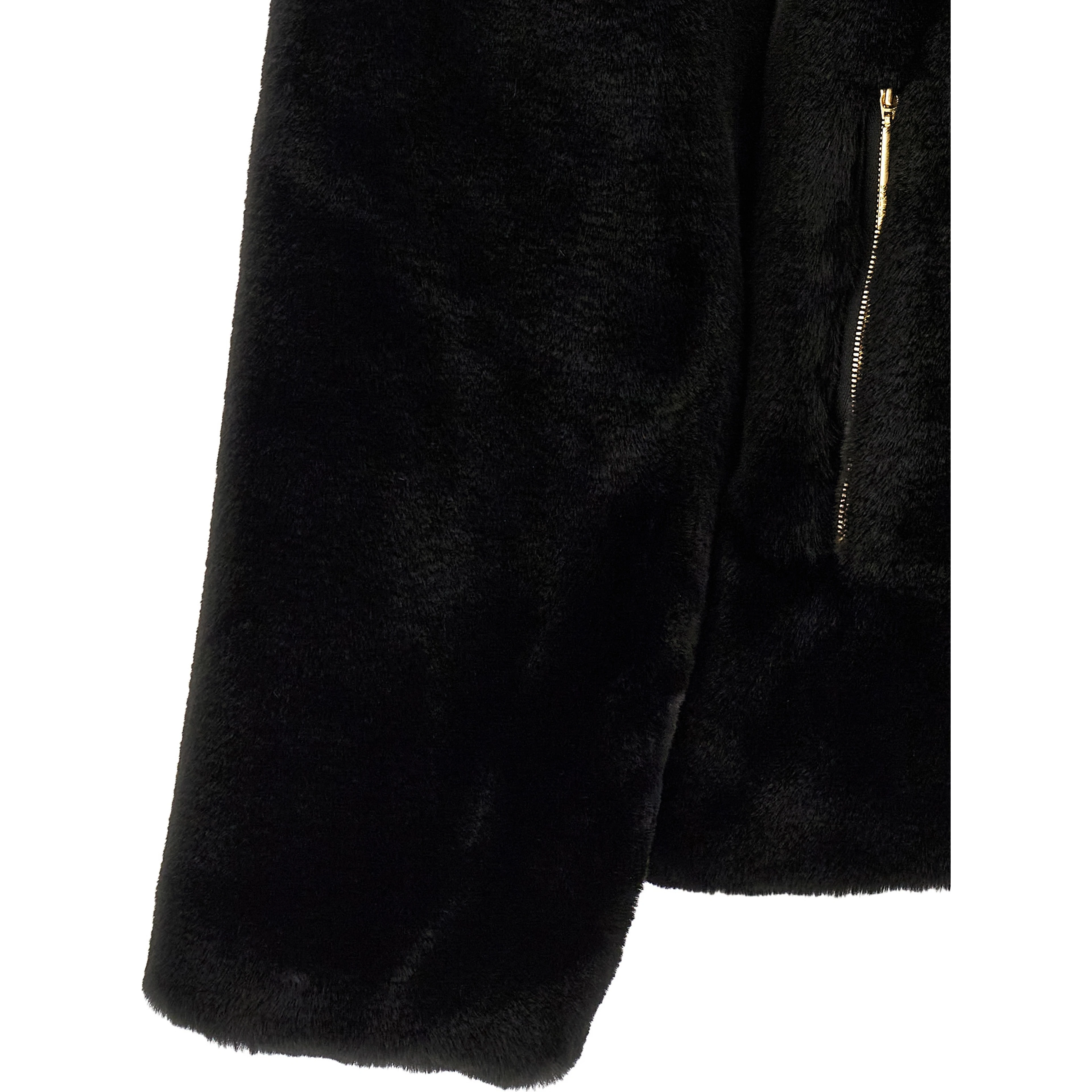 Black Polyester Full-Length Jacket