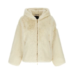 White Polyester Full-Length Jacket