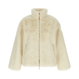 White Polyester Full-Length Jacket