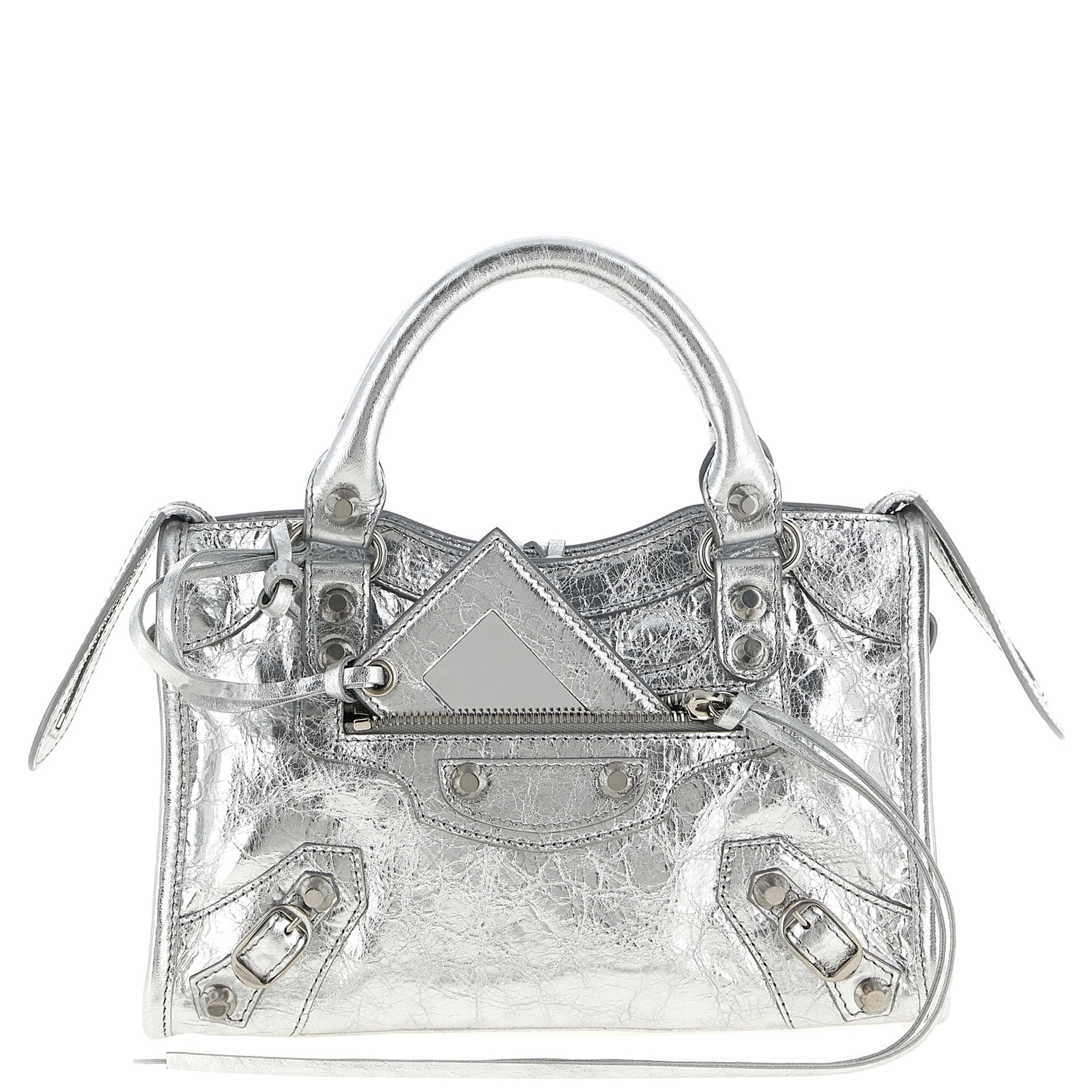 Silver Lamb Leather Handbag
