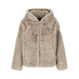 Beige Polyester Full-Length Jacket