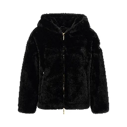 Black Polyester Full-Length Jacket