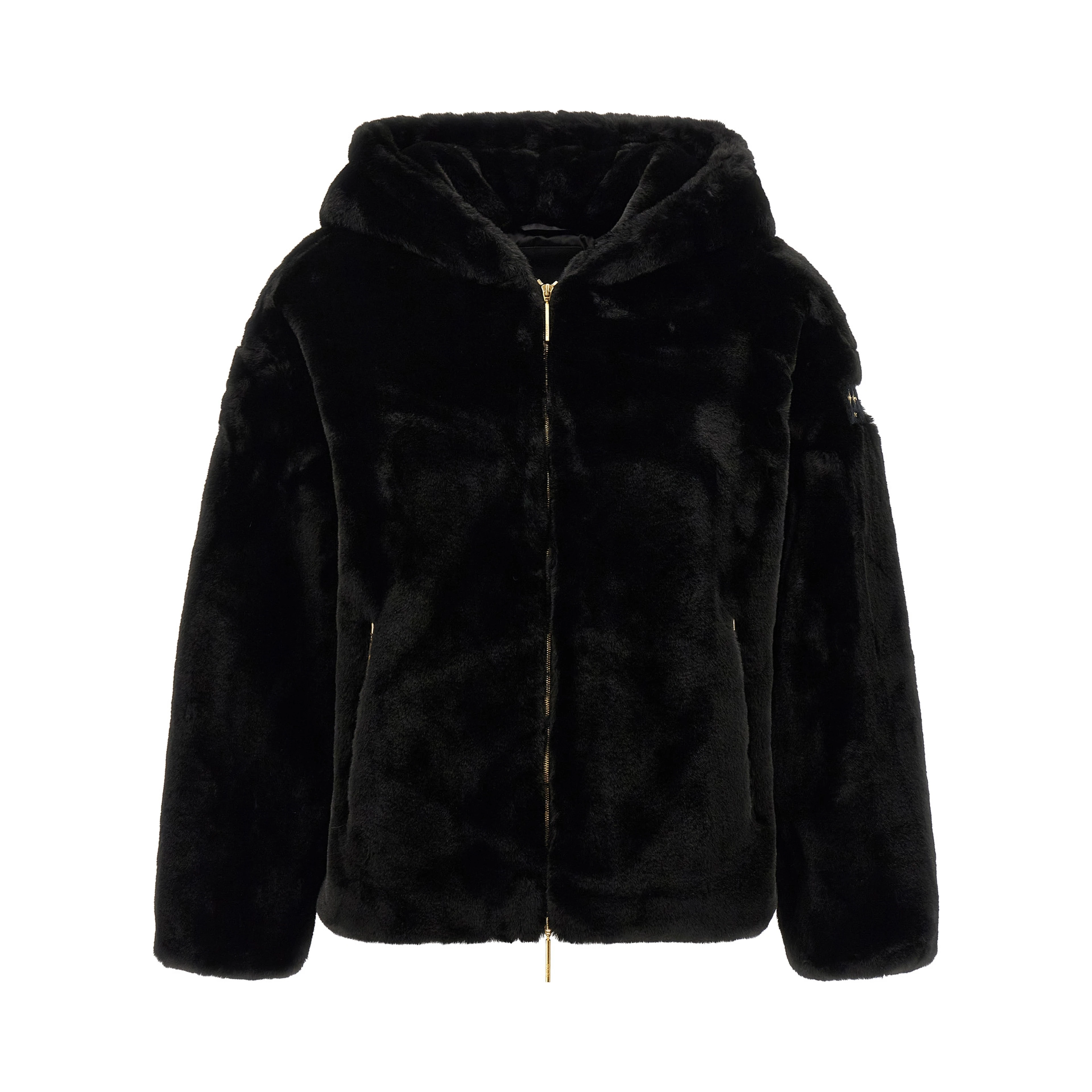 Black Polyester Full-Length Jacket