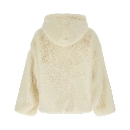 White Polyester Full-Length Jacket