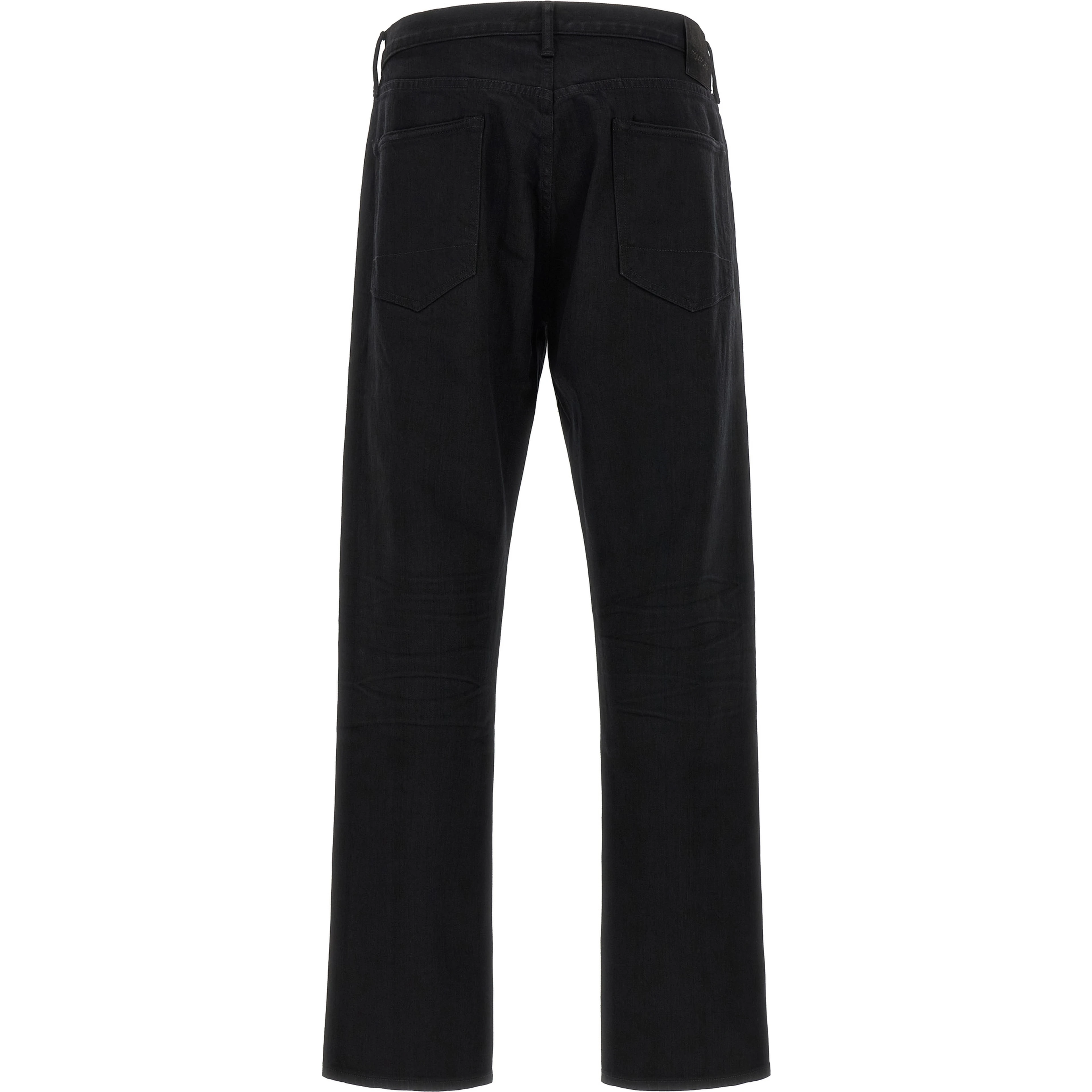 Black Cotton Straight-Leg Jeans