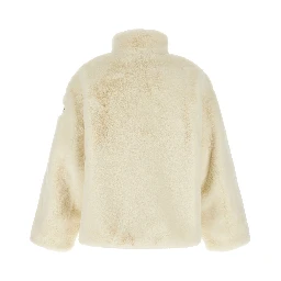 White Polyester Full-Length Jacket