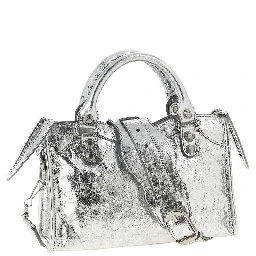 Silver Lamb Leather Handbag