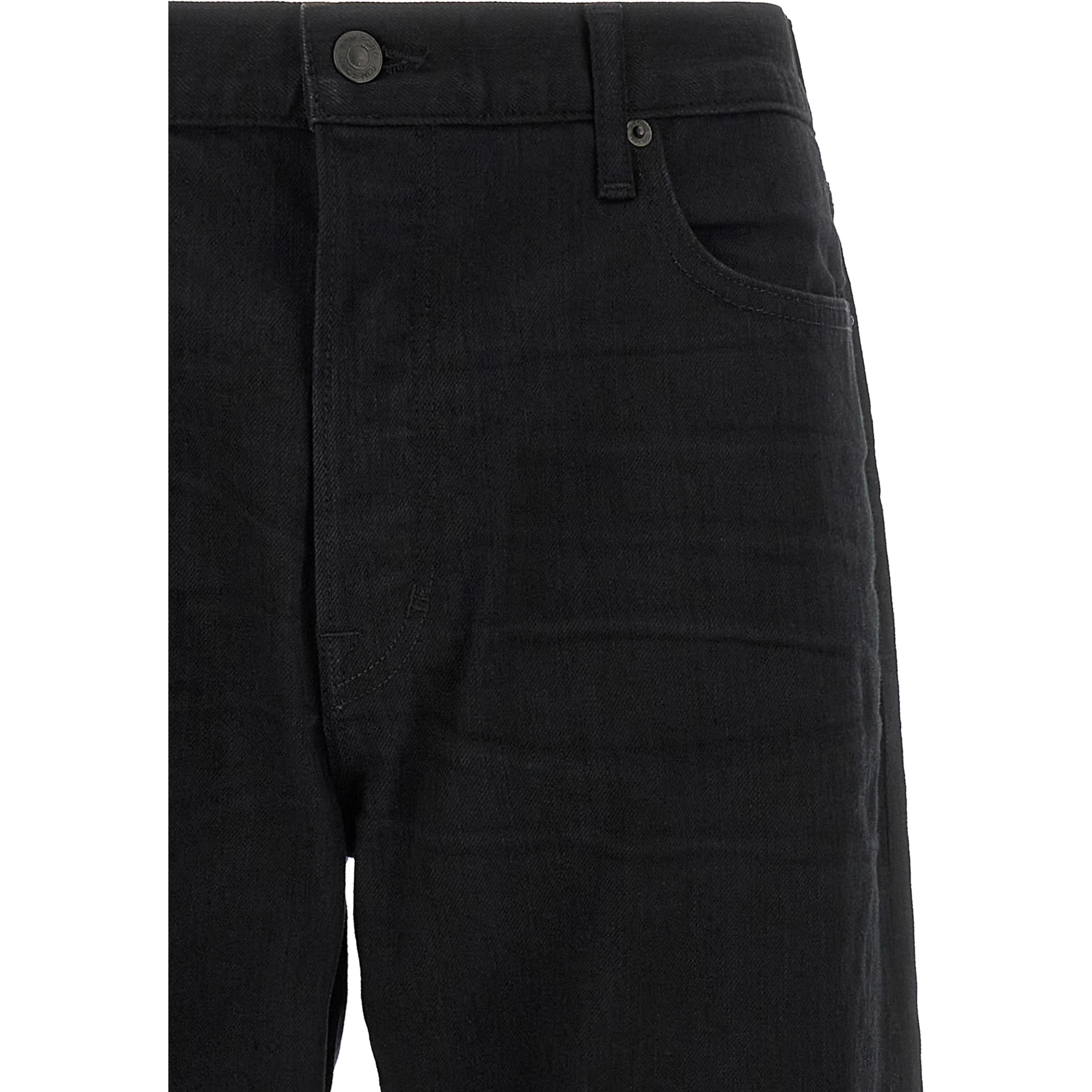 Black Cotton Straight-Leg Jeans