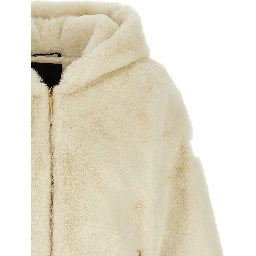 White Polyester Full-Length Jacket