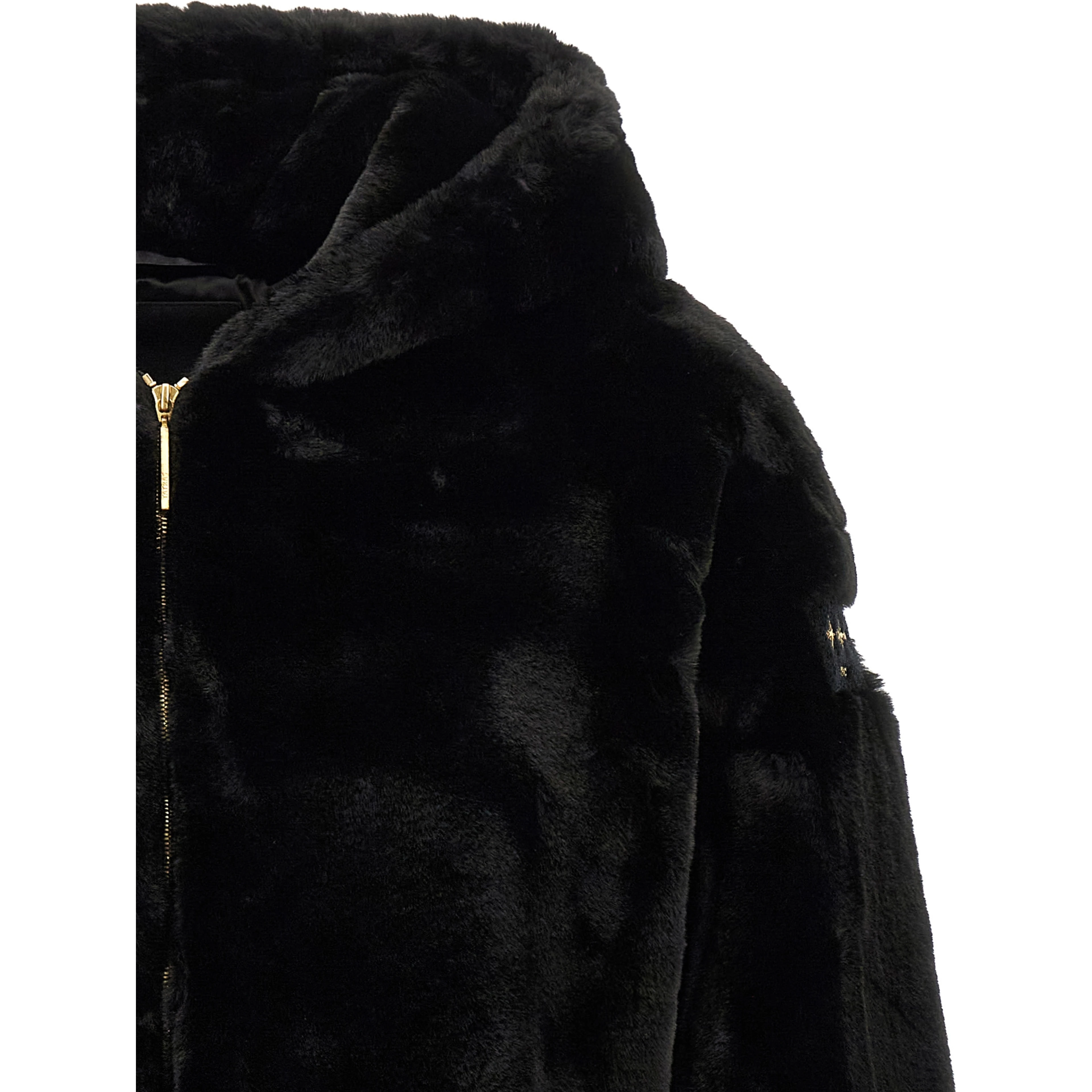 Black Polyester Full-Length Jacket
