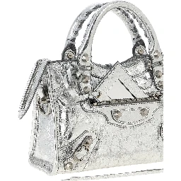 Silver Lamb Leather Handbag