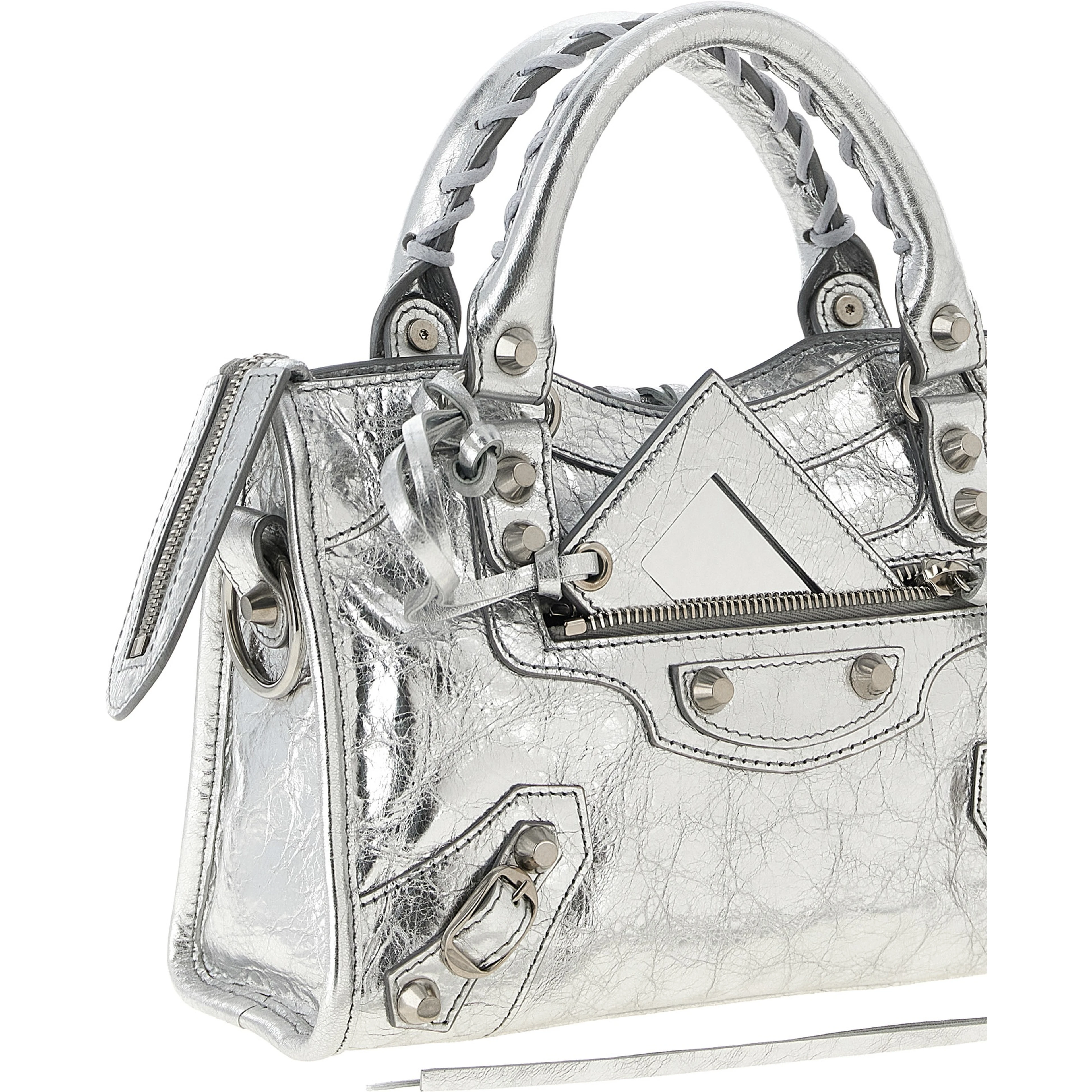 Silver Lamb Leather Handbag