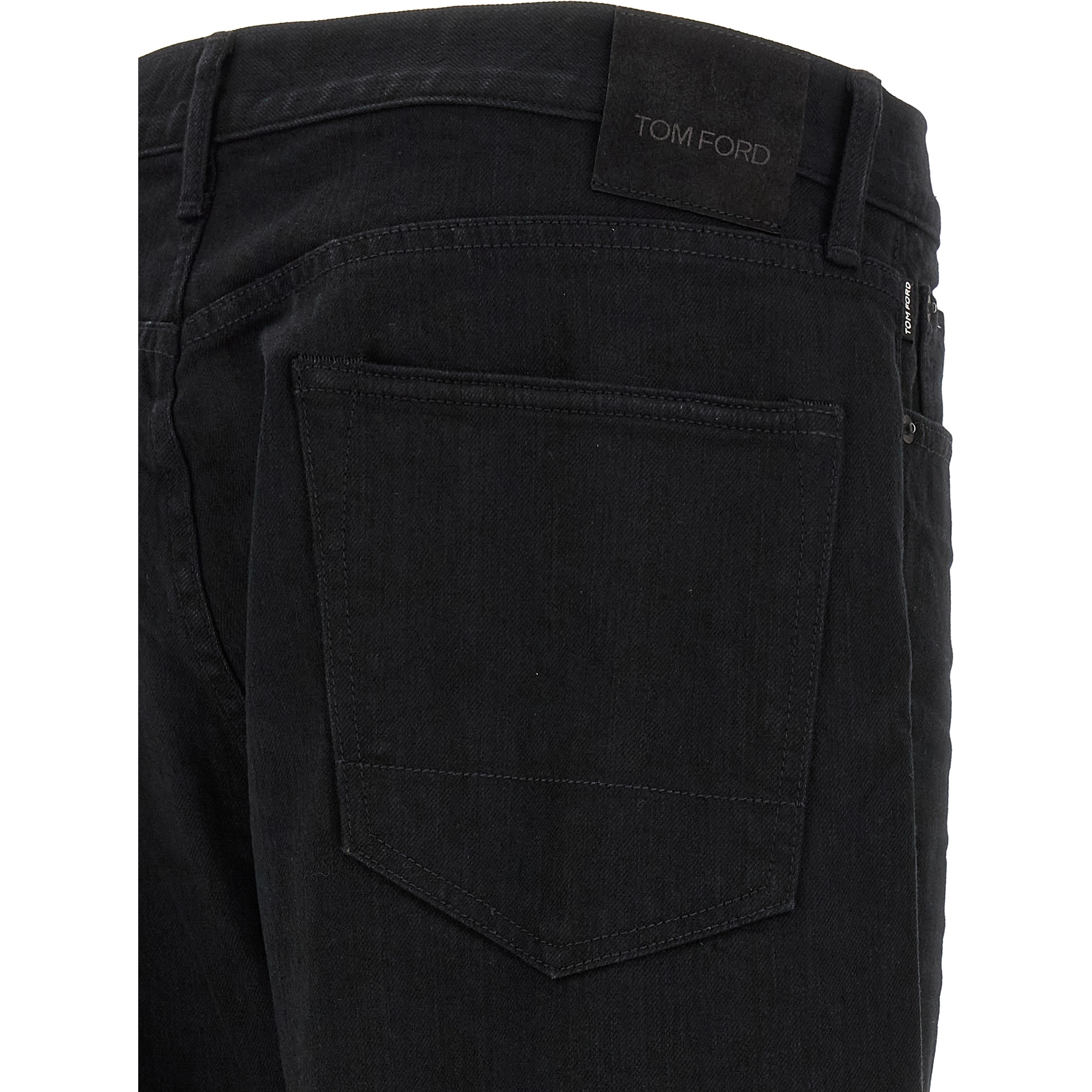 Black Cotton Straight-Leg Jeans