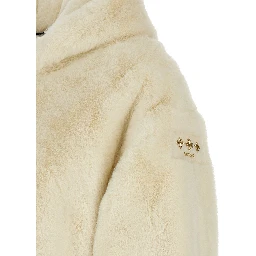 White Polyester Full-Length Jacket