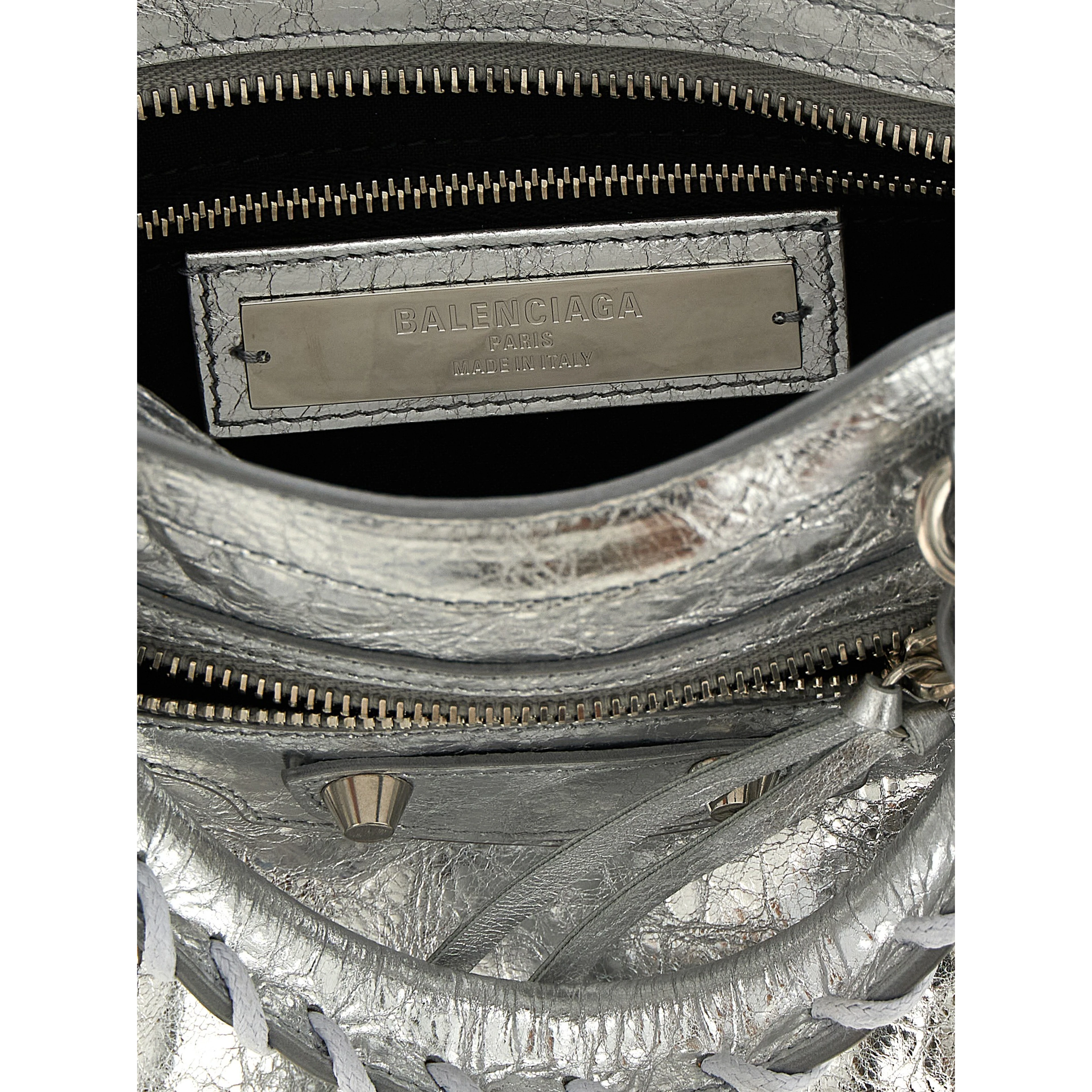 Silver Lamb Leather Handbag