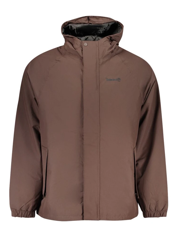 Brown Polyester Full-Length Jacket