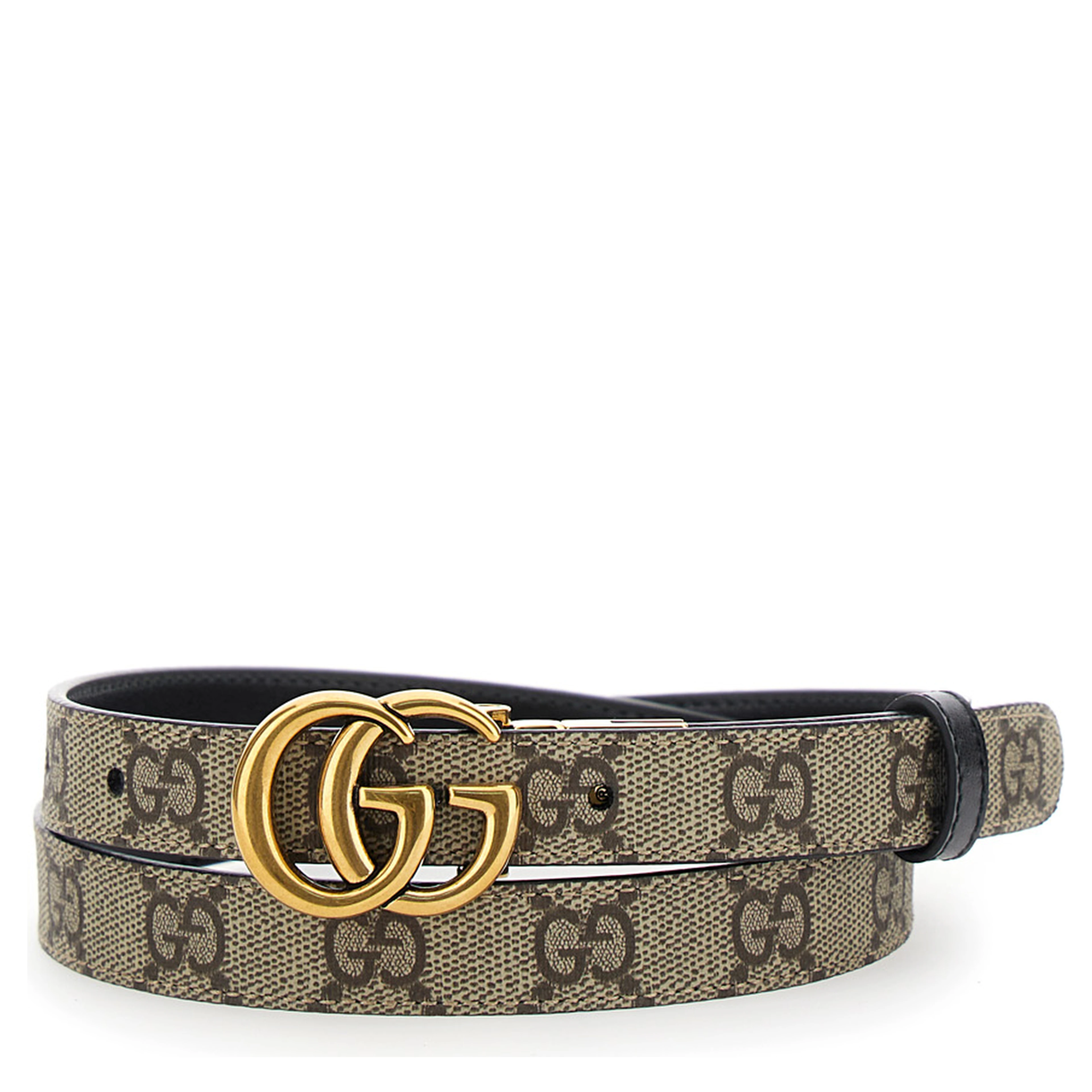 Reversible Slim Belt GG Marmont in GG Supreme Fabric Beige Woman