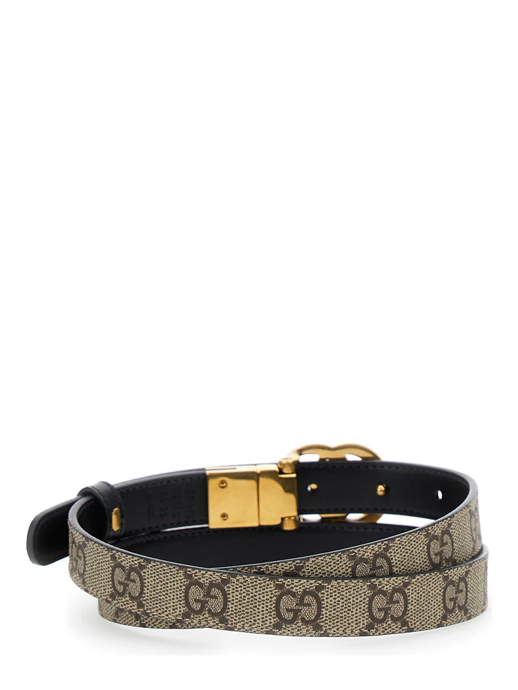 Reversible Slim Belt GG Marmont in GG Supreme Fabric Beige Woman alternative
