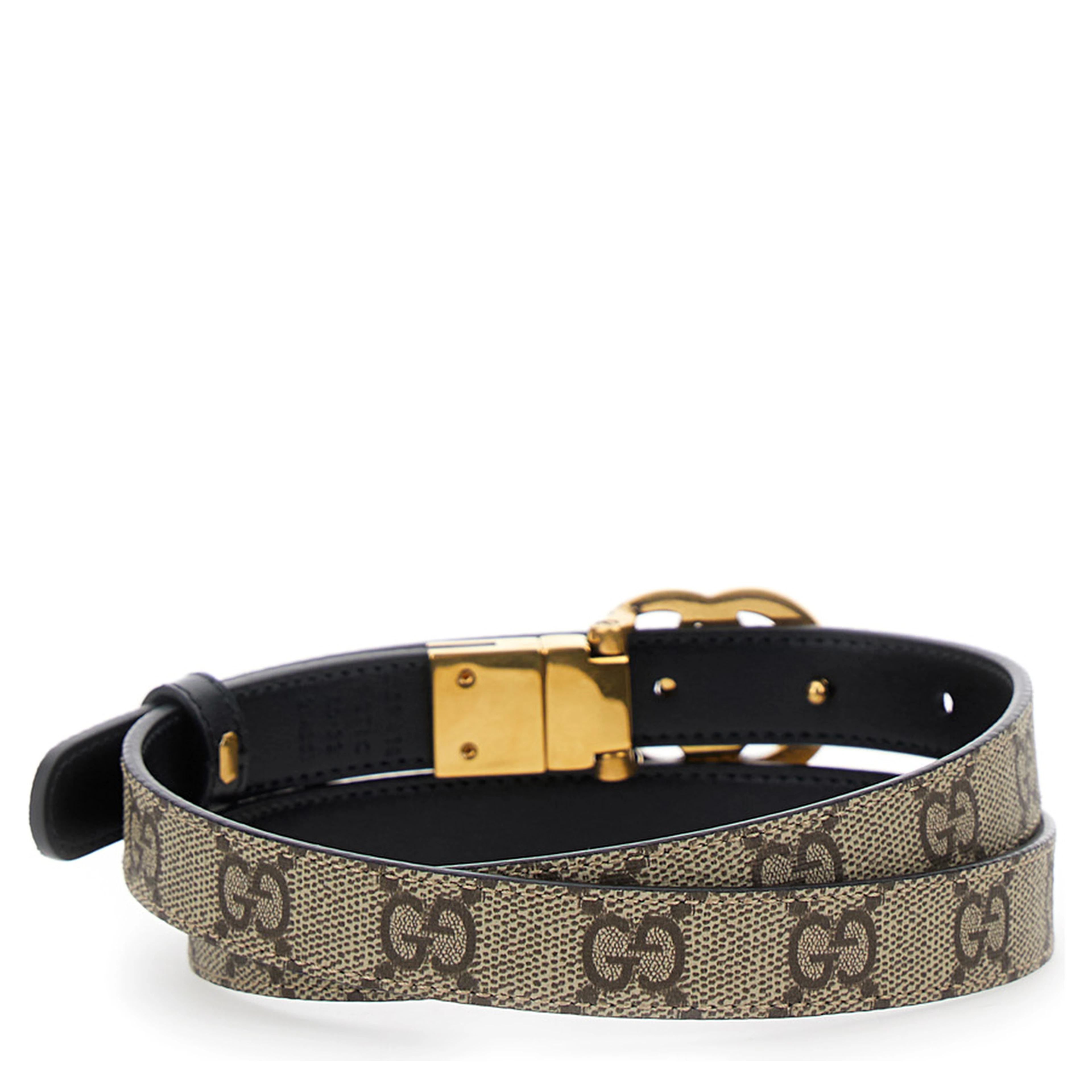 Reversible Slim Belt GG Marmont in GG Supreme Fabric Beige Woman