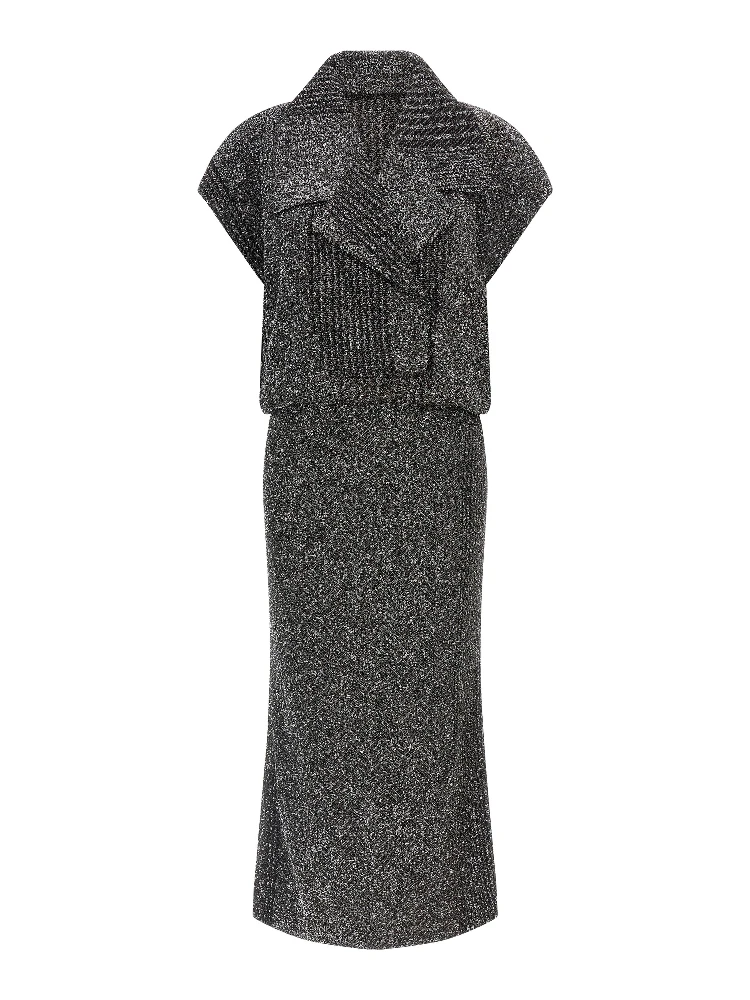 Gray Polyamide Midi Dress