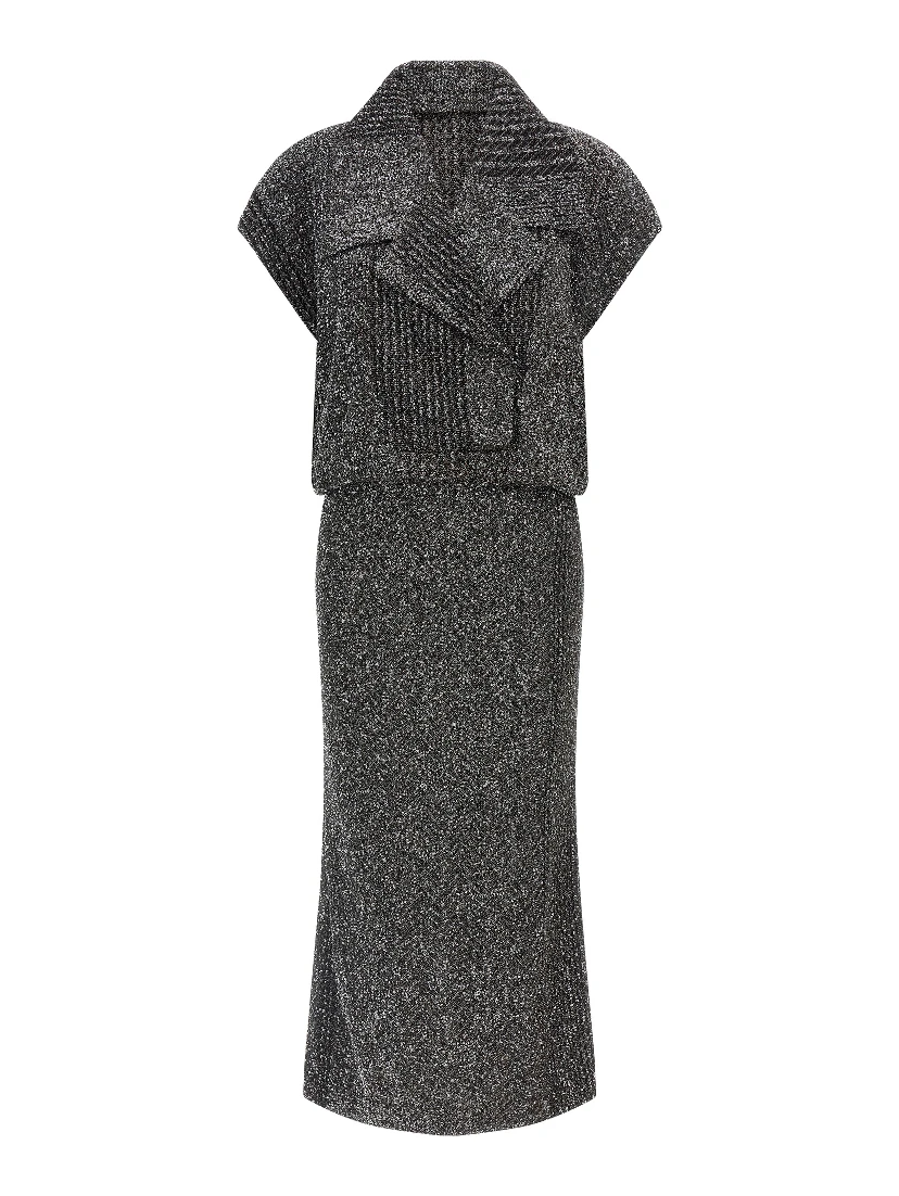 Gray Polyamide Midi Dress