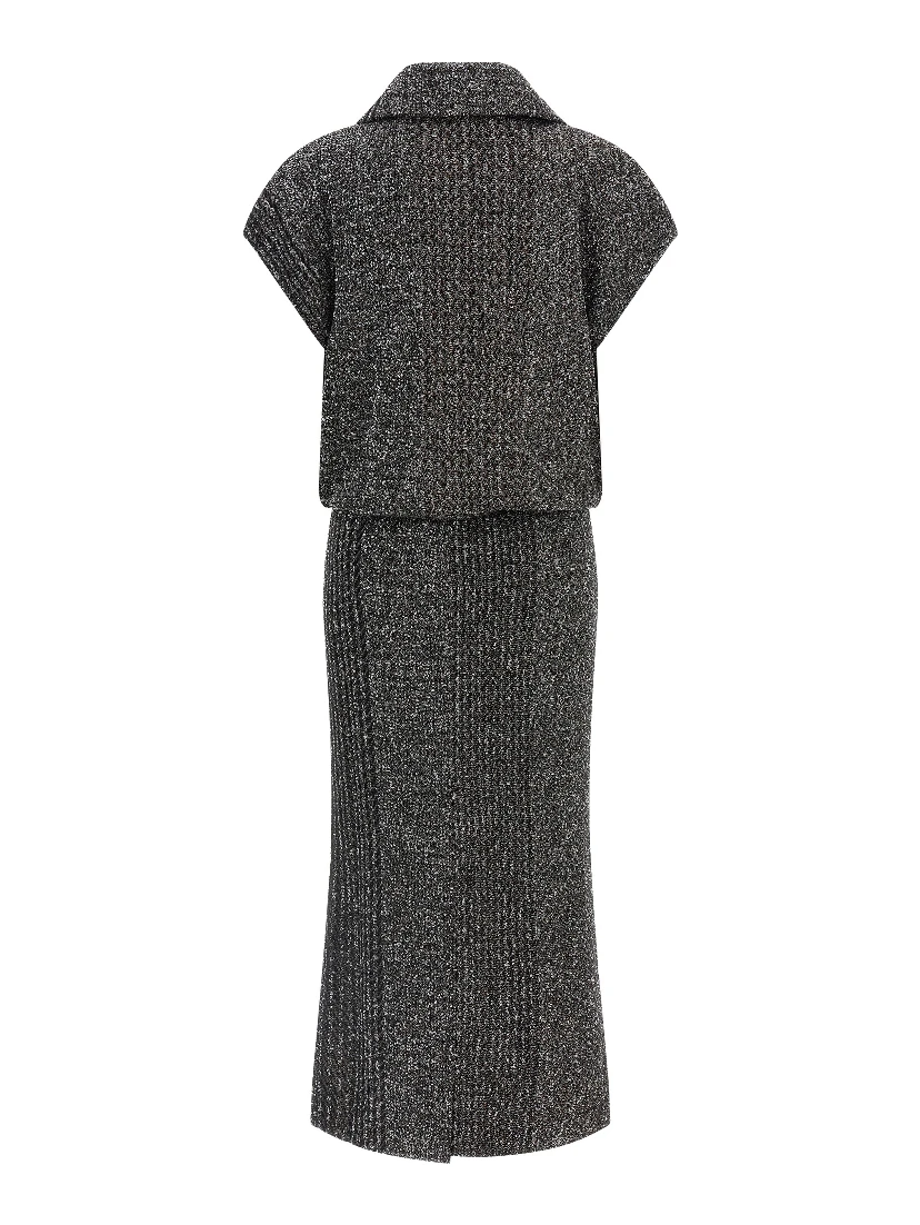 Gray Polyamide Midi Dress