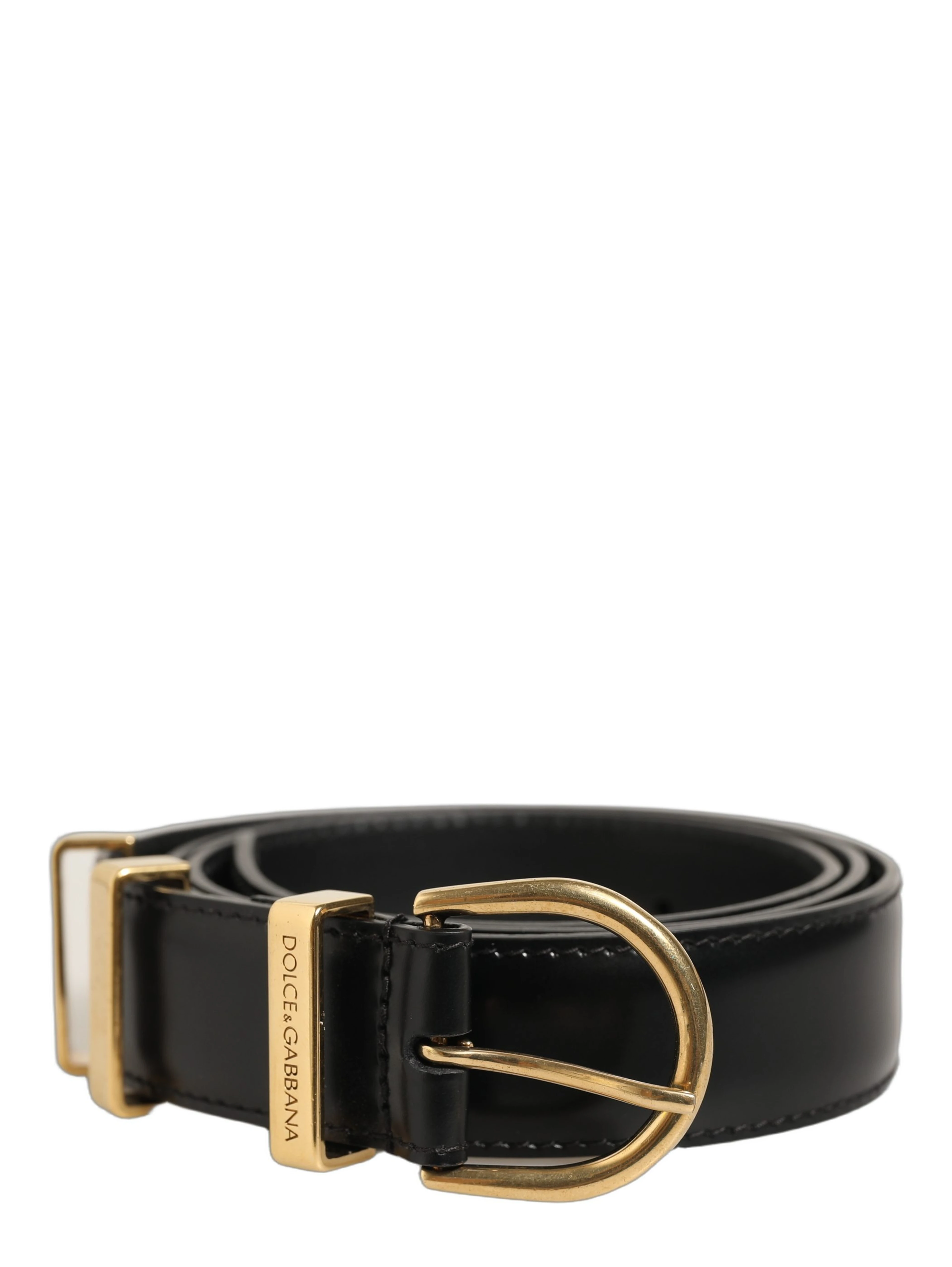 Black Classic Leather Gold Tone Buckle Belt