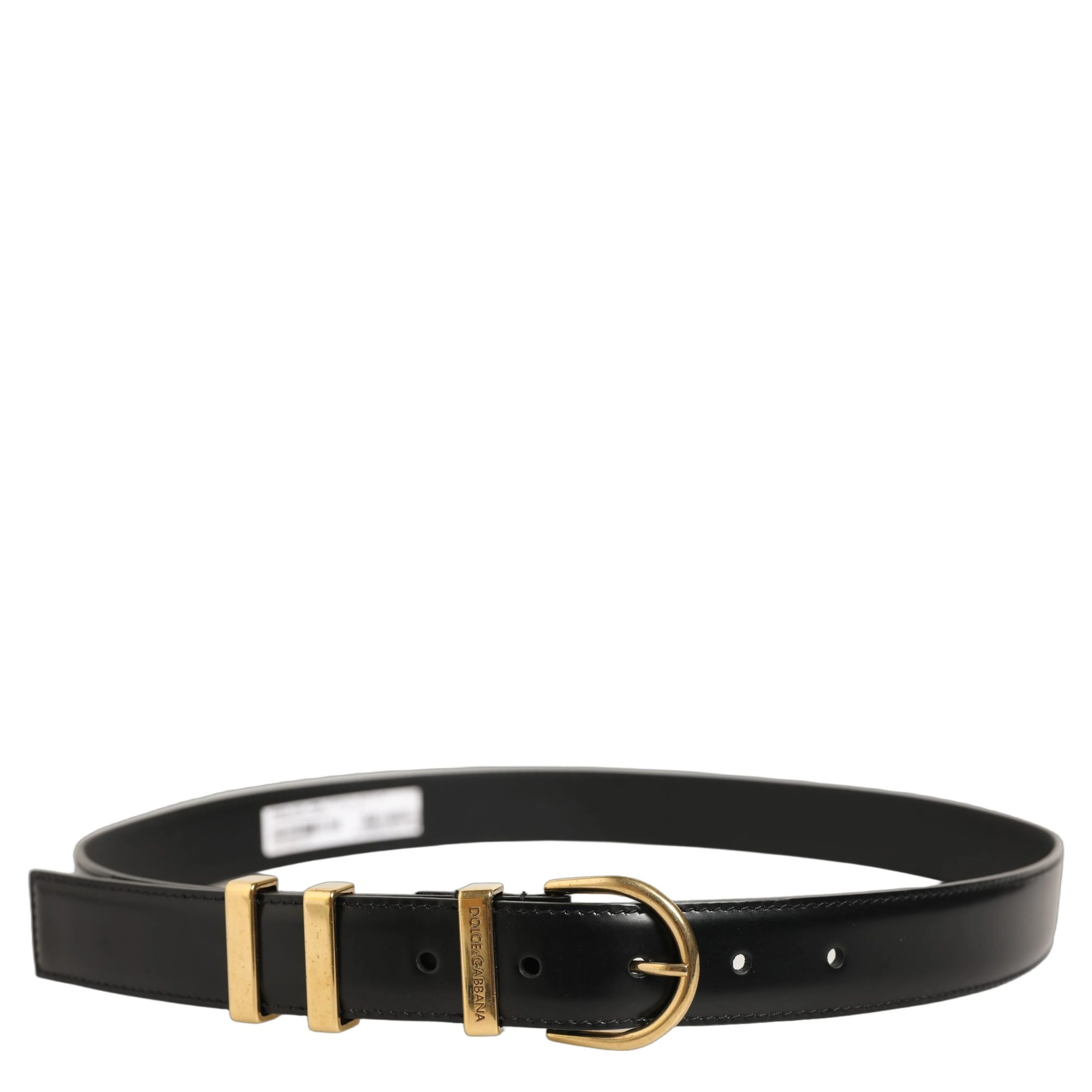 Black Classic Leather Gold Tone Buckle Belt