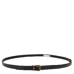 Black Leather Double Wrap Metal Buckle Belt