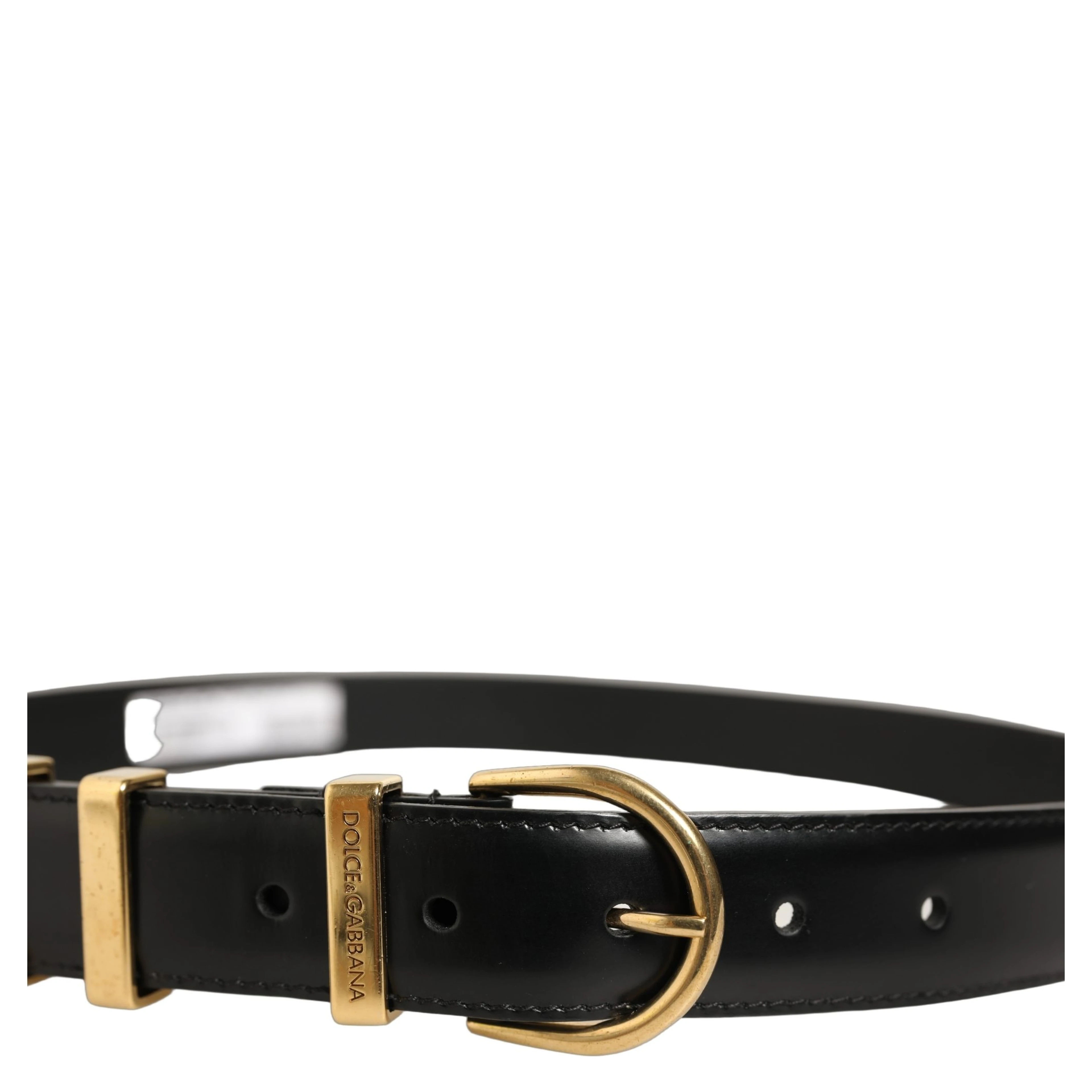 Black Classic Leather Gold Tone Buckle Belt