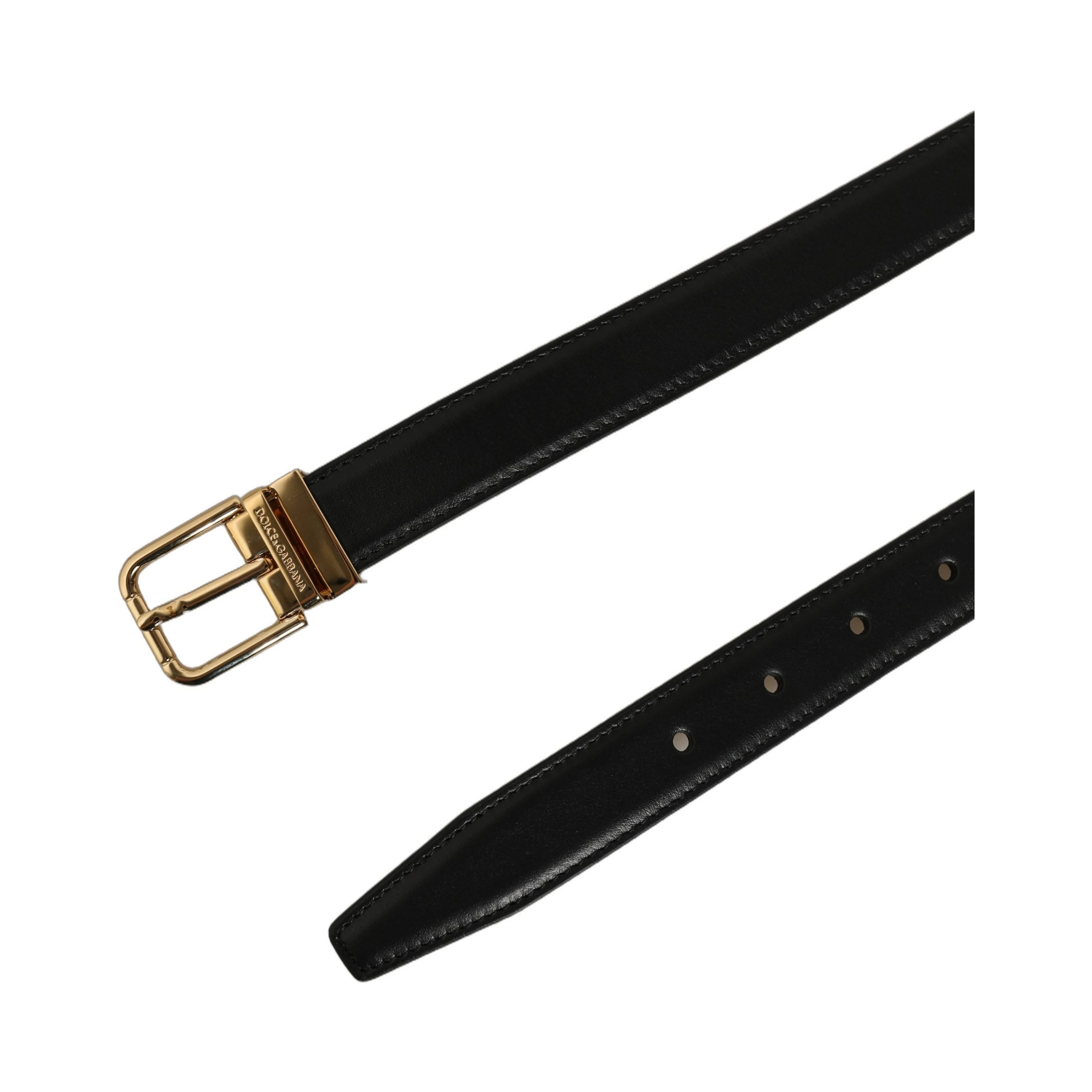 Black Classic Leather Gold Tone Buckle Belt