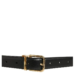 Black Leather Double Wrap Metal Buckle Belt