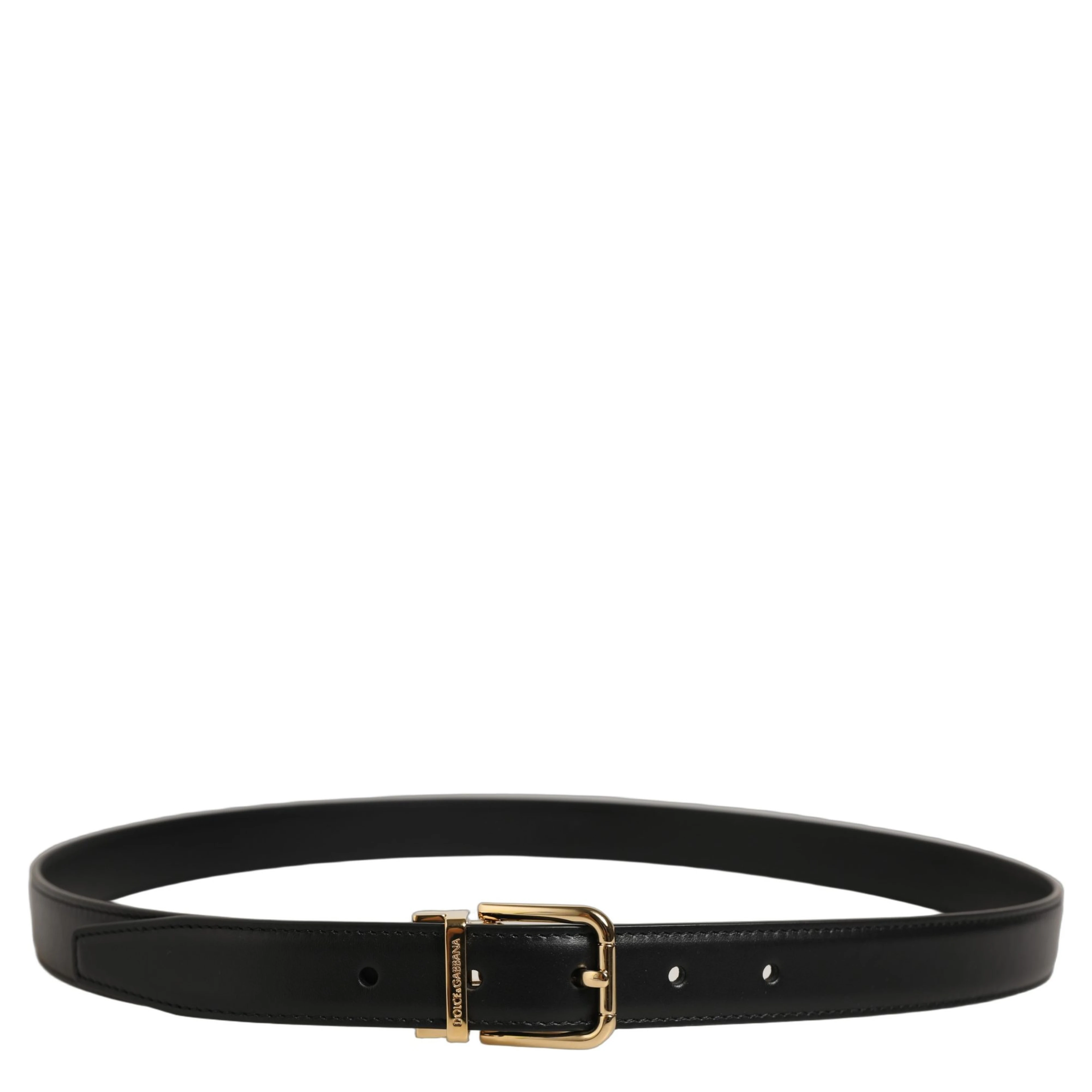 Black Classic Leather Gold Tone Buckle Belt