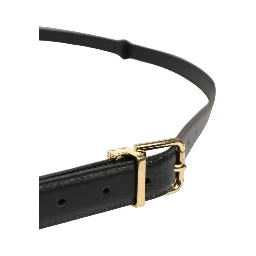 Black Leather Double Wrap Metal Buckle Belt