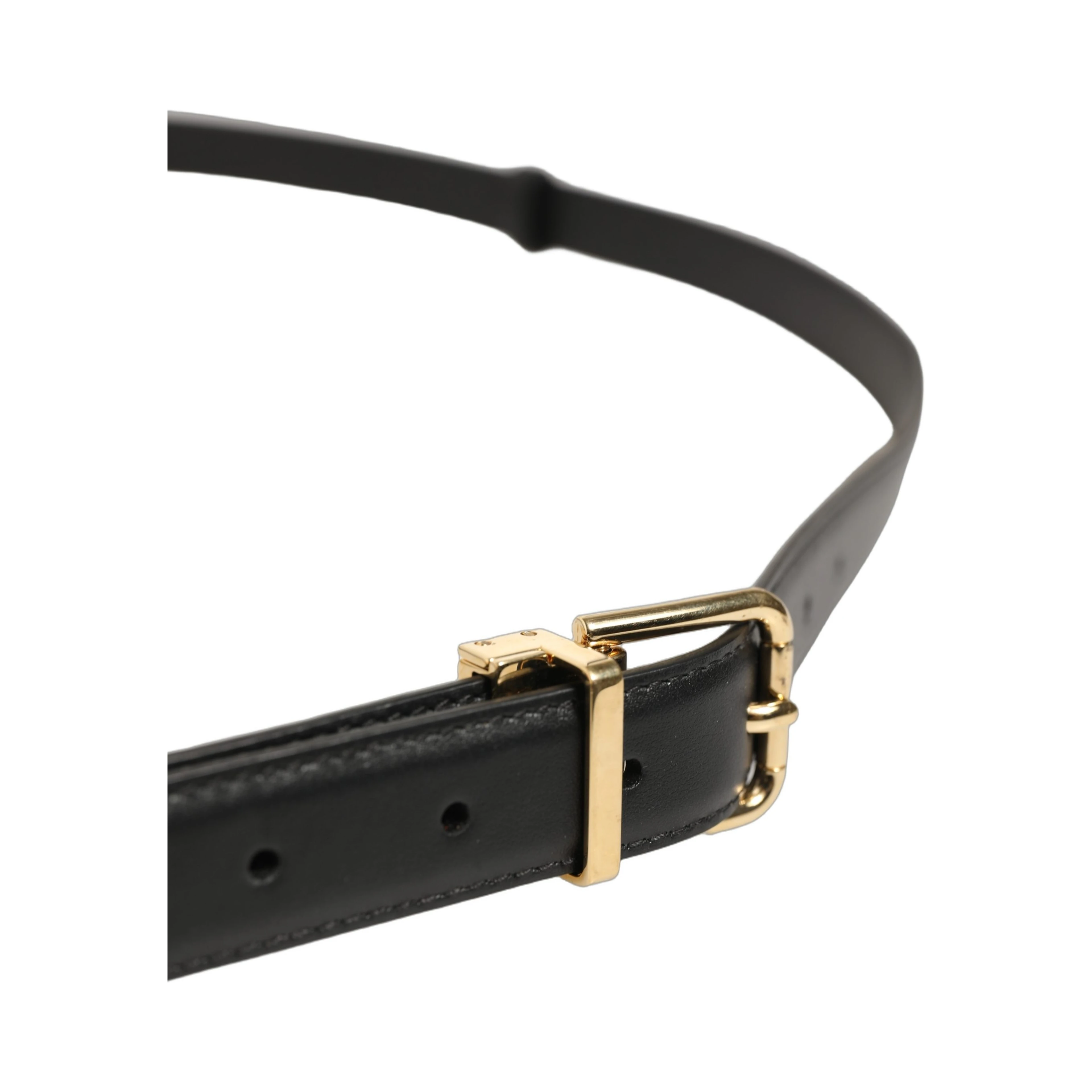 Black Leather Double Wrap Metal Buckle Belt