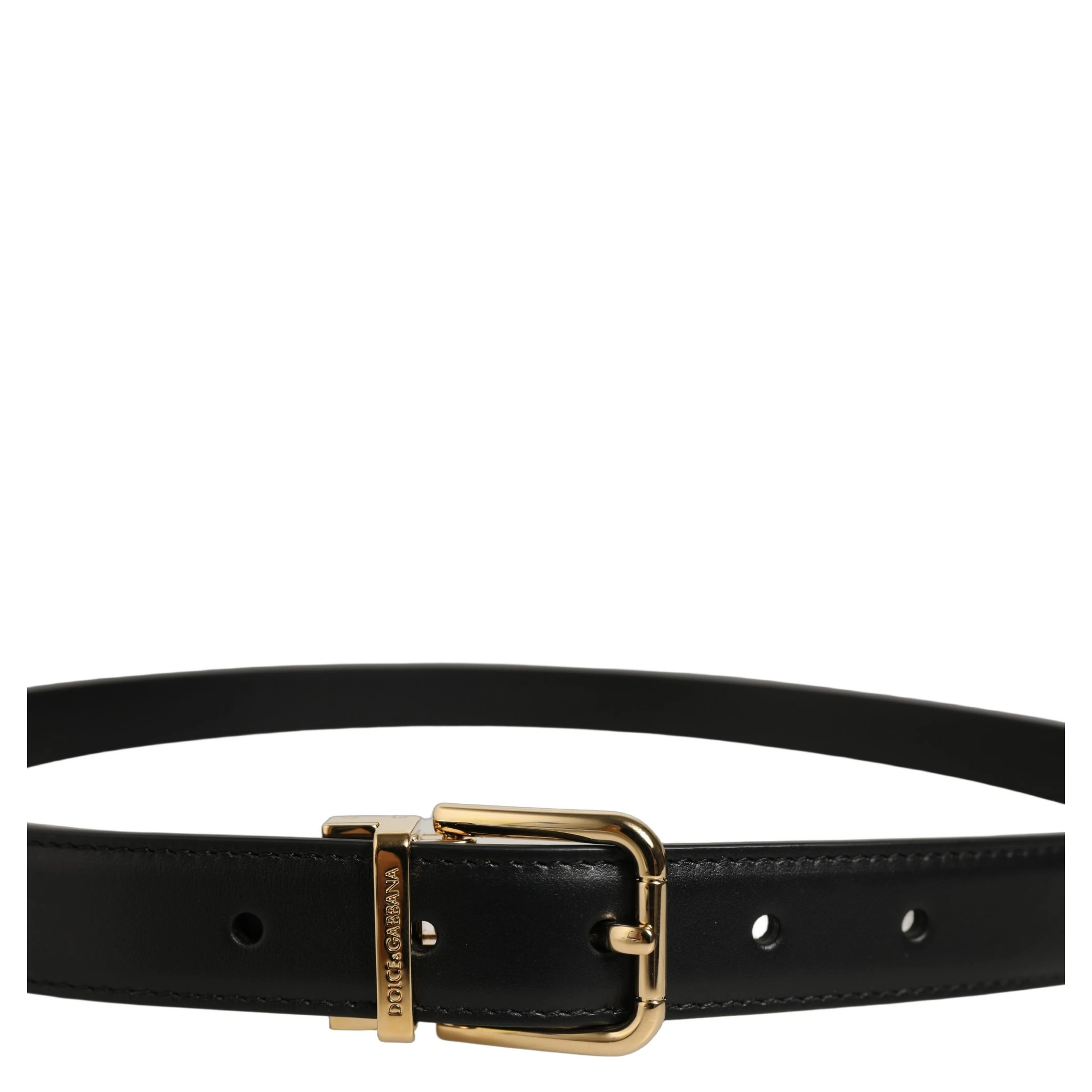 Black Classic Leather Gold Tone Buckle Belt