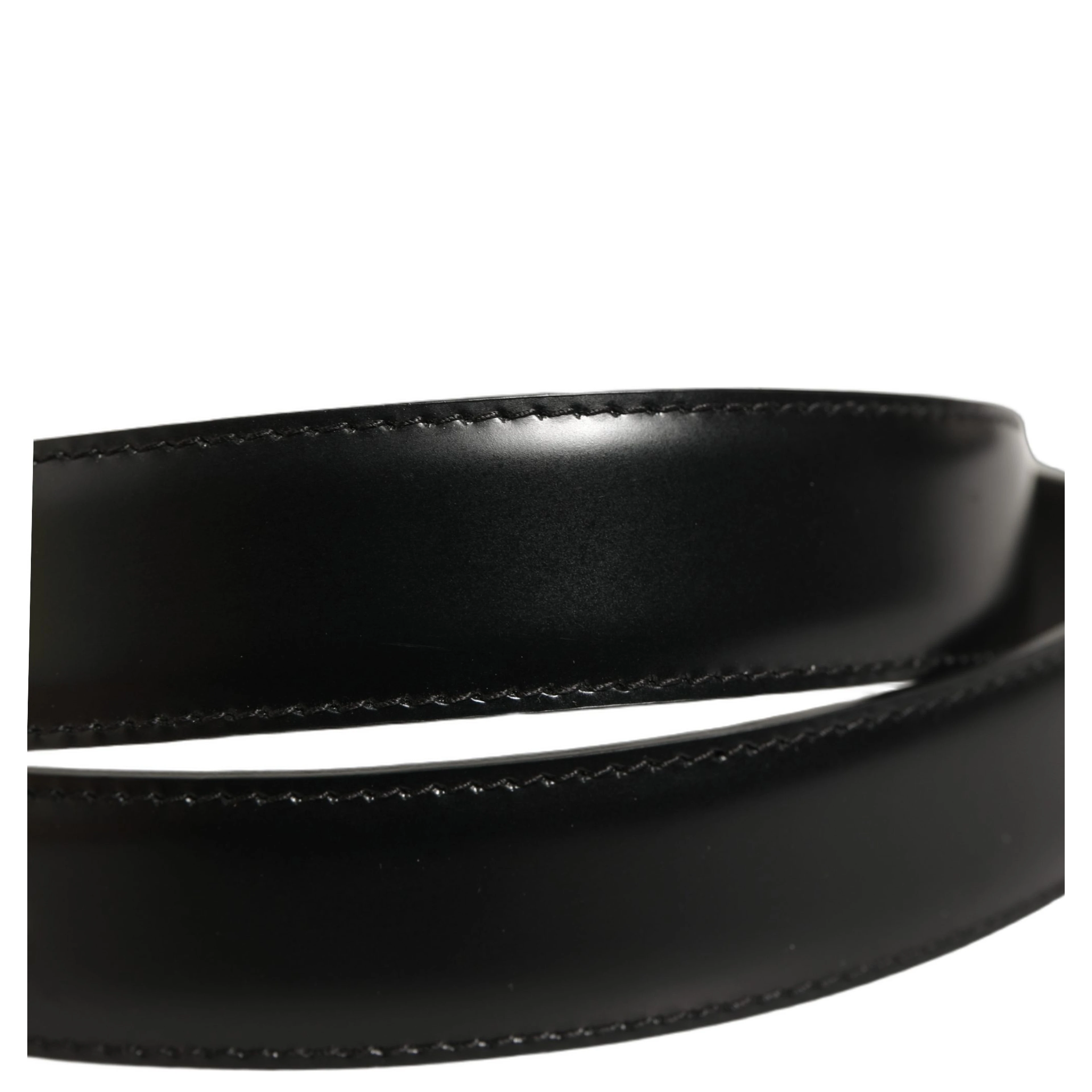 Black Classic Leather Gold Tone Buckle Belt